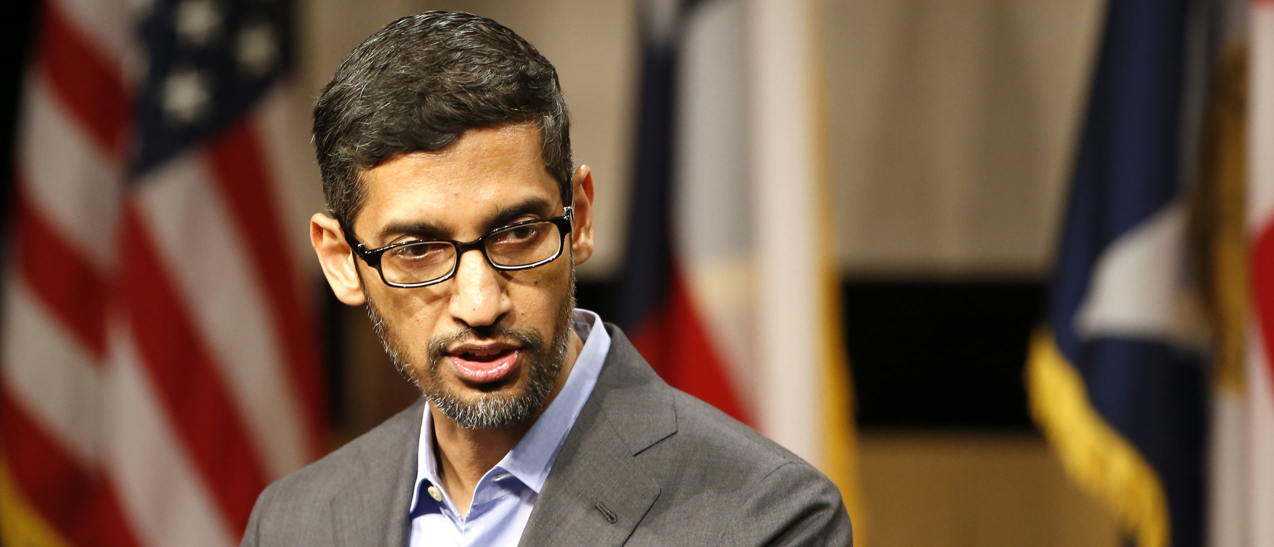 DALLAS, TX - OCTOBER 03: CEO of Google, Sundar Pichai, speaks before signing the White Houses Pledge To Americas Workers at El Centro community college on October 3, 2019 in Dallas, Texas. Google announced that it is committing to a White House initiative designed to get private companies to expand job training. (Photo by Ron Jenkins/Getty Images)