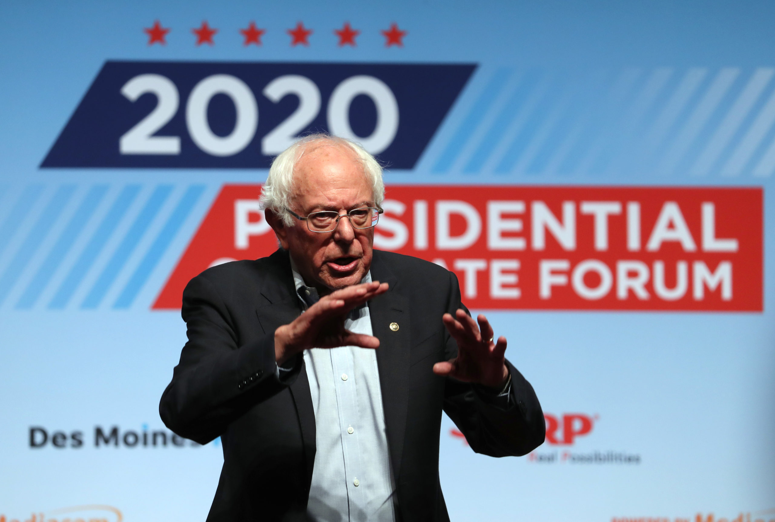 Democratic presidential hopeful U.S. Sen. Bernie Sanders (I-VT) speaks during the AARP and The Des Moines Register Iowa Presidential Candidate Forum on July 20, 2019 in Council Bluffs, Iowa. (Photo by Justin Sullivan/Getty Images)
