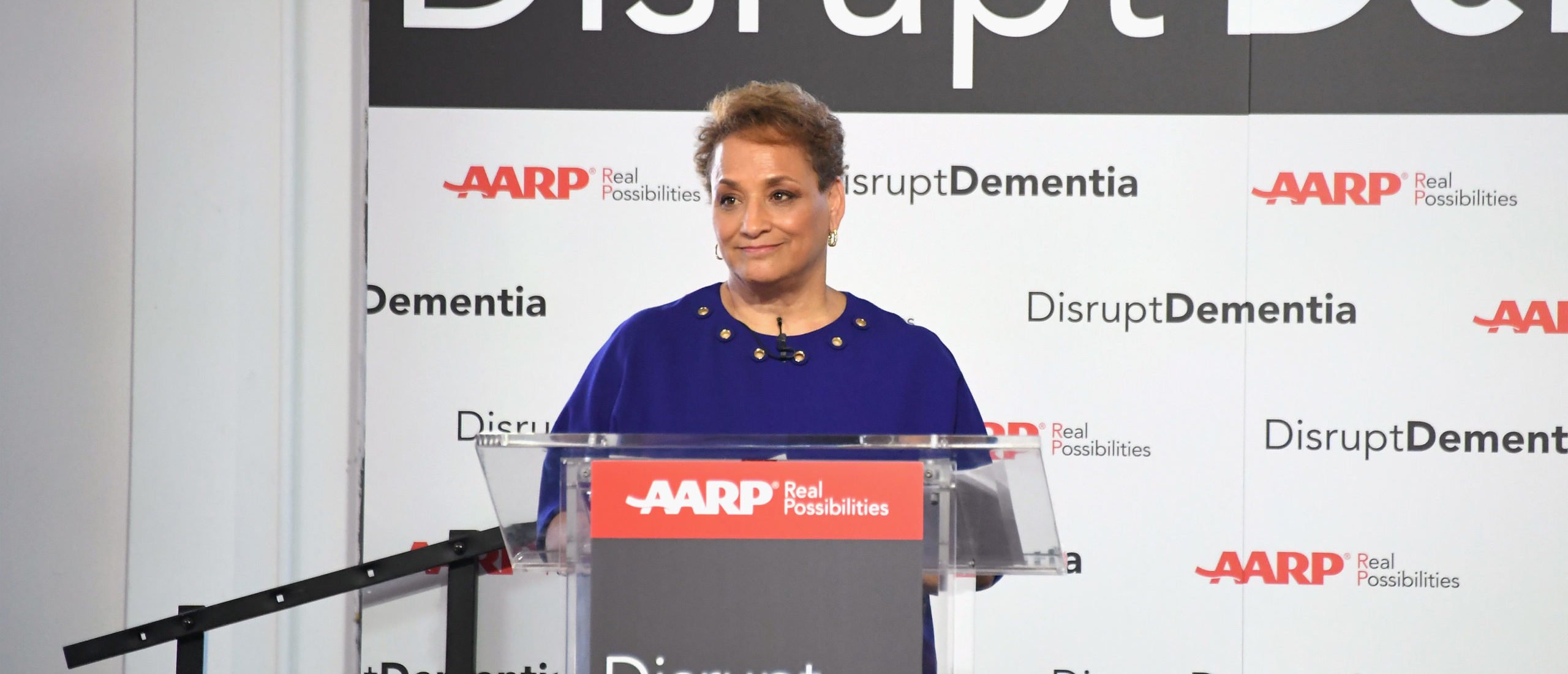 AARP CEO Jo Ann Jenkins speaks onstage during a brain health event hosted by AARP featuring Katie Couric, Jane Krakowski and AARP CEO Jo Ann Jenkins to #DisruptDementia at Neuehouse on June 25, 2018 in New York City. (Photo by Mike Coppola/Getty Images for AARP)