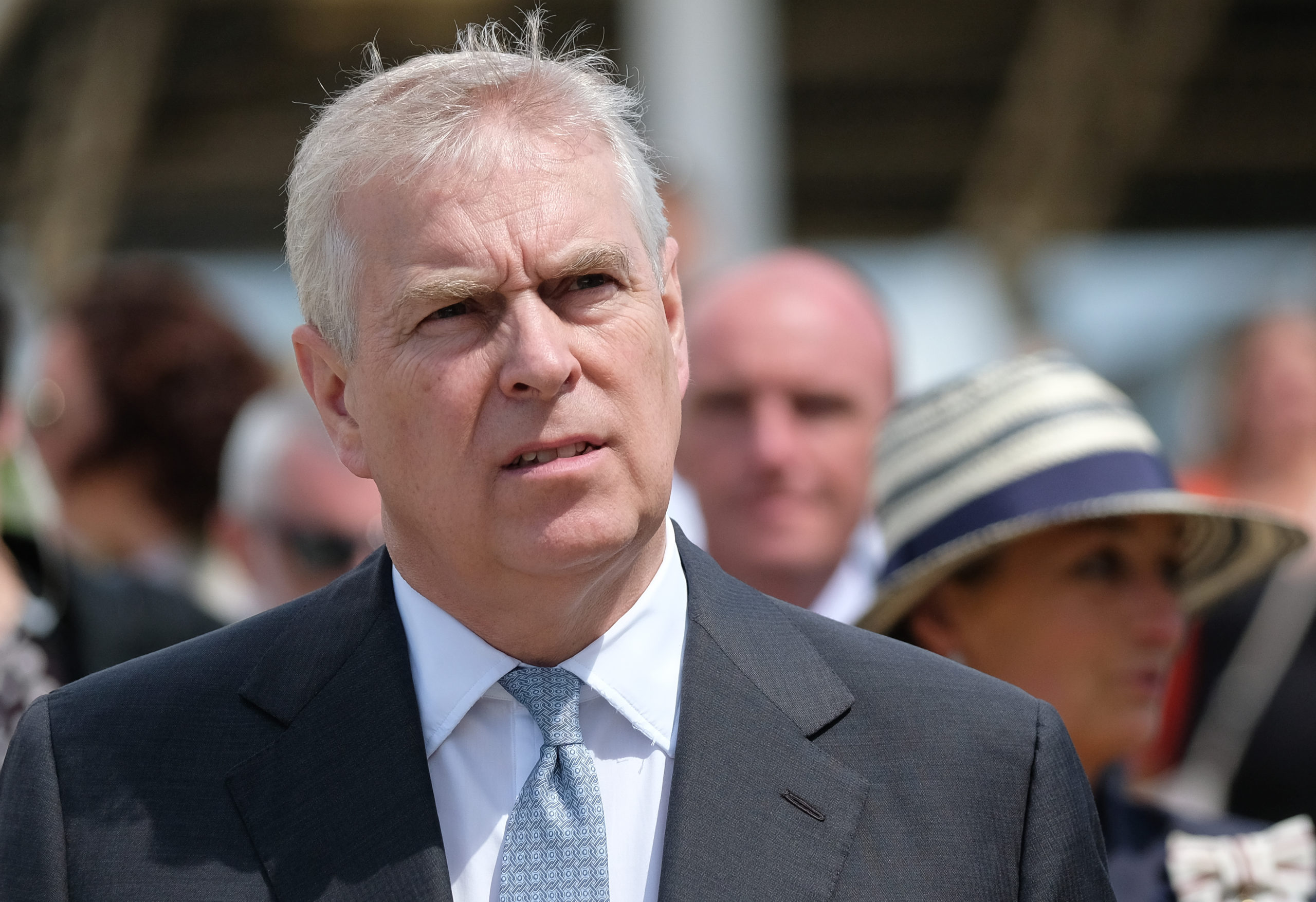 HARROGATE, ENGLAND - JULY 11: HRH Prince Andrew, Duke of York visits the Showground on the final day of the 161st Great Yorkshire Show on July 11, 2019 in Harrogate, England. Organiser’s of the show this year have revealed that overall entries for the three-day show are higher than in any previous years. The Great Yorkshire Show is England’s premier agricultural event and is organised by the Yorkshire Agricultural Society. The YAS support and promotes the farming industry through health care, business, education and funding scientific research into rural affairs. First held in 1838 the show brings together agricultural displays, livestock events, farming demonstrations, food, dairy and produce stands as well as equestrian events. The popular agricultural show is held over three days and celebrates the farming and agricultural community and their way of life. (Photo by Ian Forsyth/Getty Images)