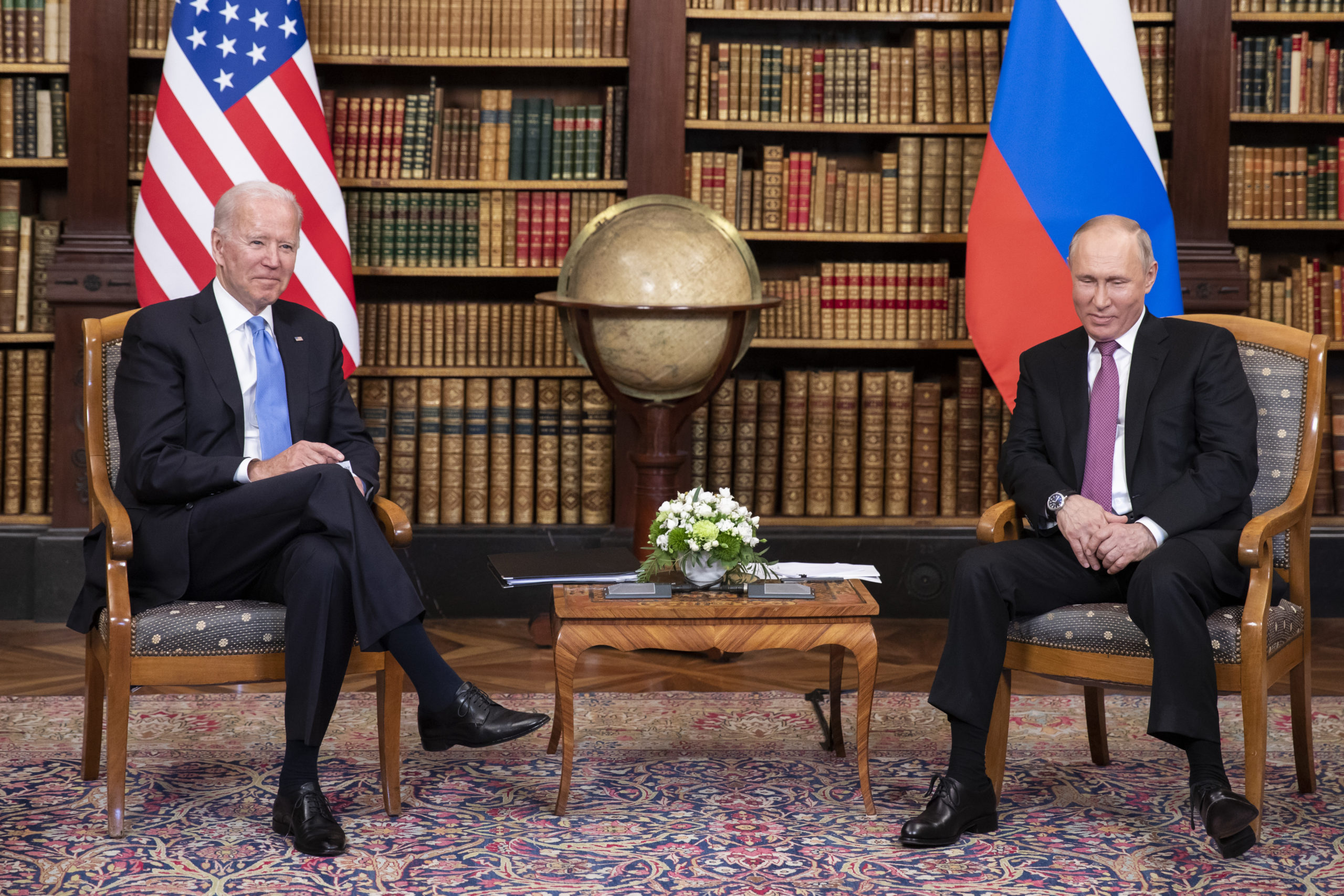 President Joe Biden and Russian President Vladimir Putin meet during a summit on June 16 in Geneva, Switzerland. (Peter Klaunzer/Pool/Keystone via Getty Images)