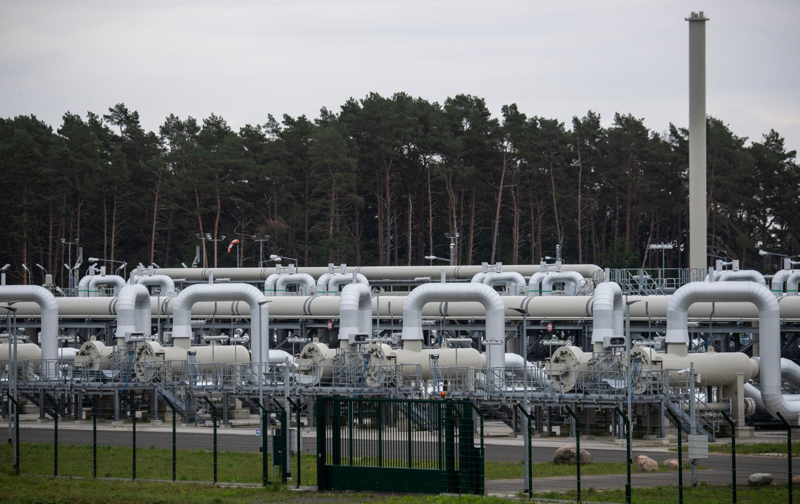 A photo of the Pipeline Inspection Gauge receiving station, the Nord Stream 2 part of the landfall area in Lubmin on Germany's Baltic Sea coast, taken on Sept. 21. (John MacDougall/AFP via Getty Images)