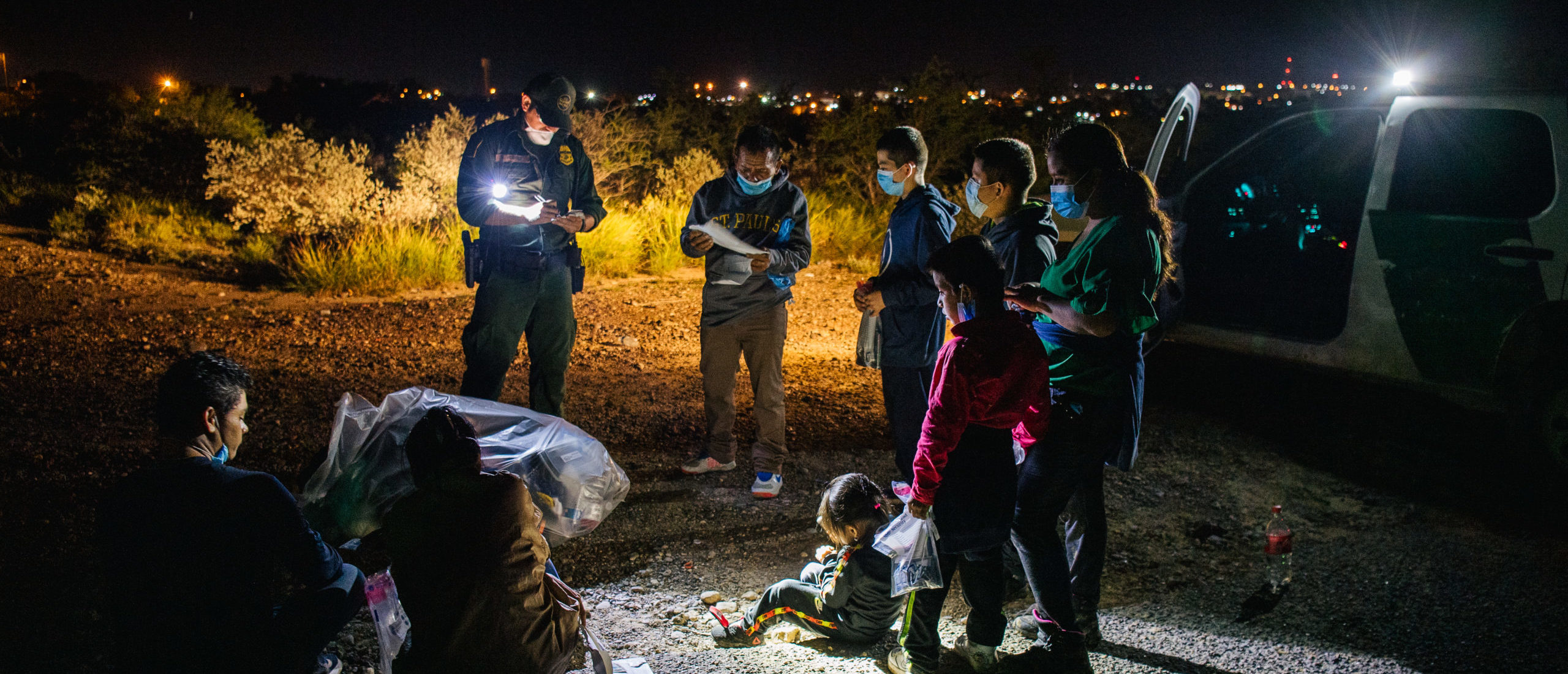 ROMA, TEXAS - JULY 01: Migrants are accounted for and processed by border patrol after crossing the Rio Grande into the United States on July 01, 2021 in Roma, Texas. Recently, Texas Gov. Greg Abbott has pledged to build a state-funded border wall as a surge of mostly Central American immigrants crossing into the United States continues to challenge U.S. immigration agencies. So far in 2021, the border patrol has apprehended more than 900,000 immigrants crossing into the U.S. from Mexico. (Photo by Brandon Bell/Getty Images)