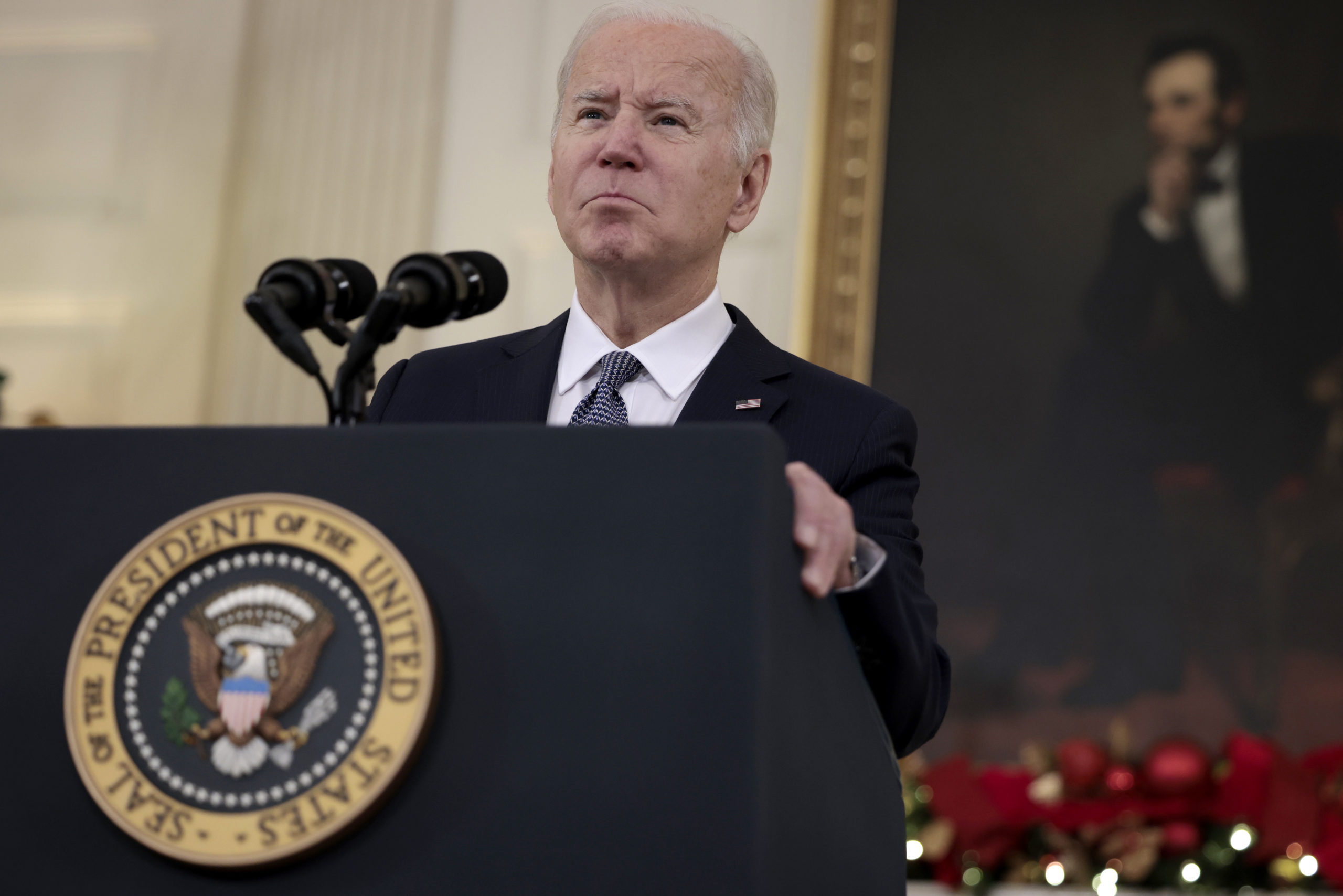 President Joe Biden delivers remarks at the White House on Friday. (Anna Moneymaker/Getty Images)