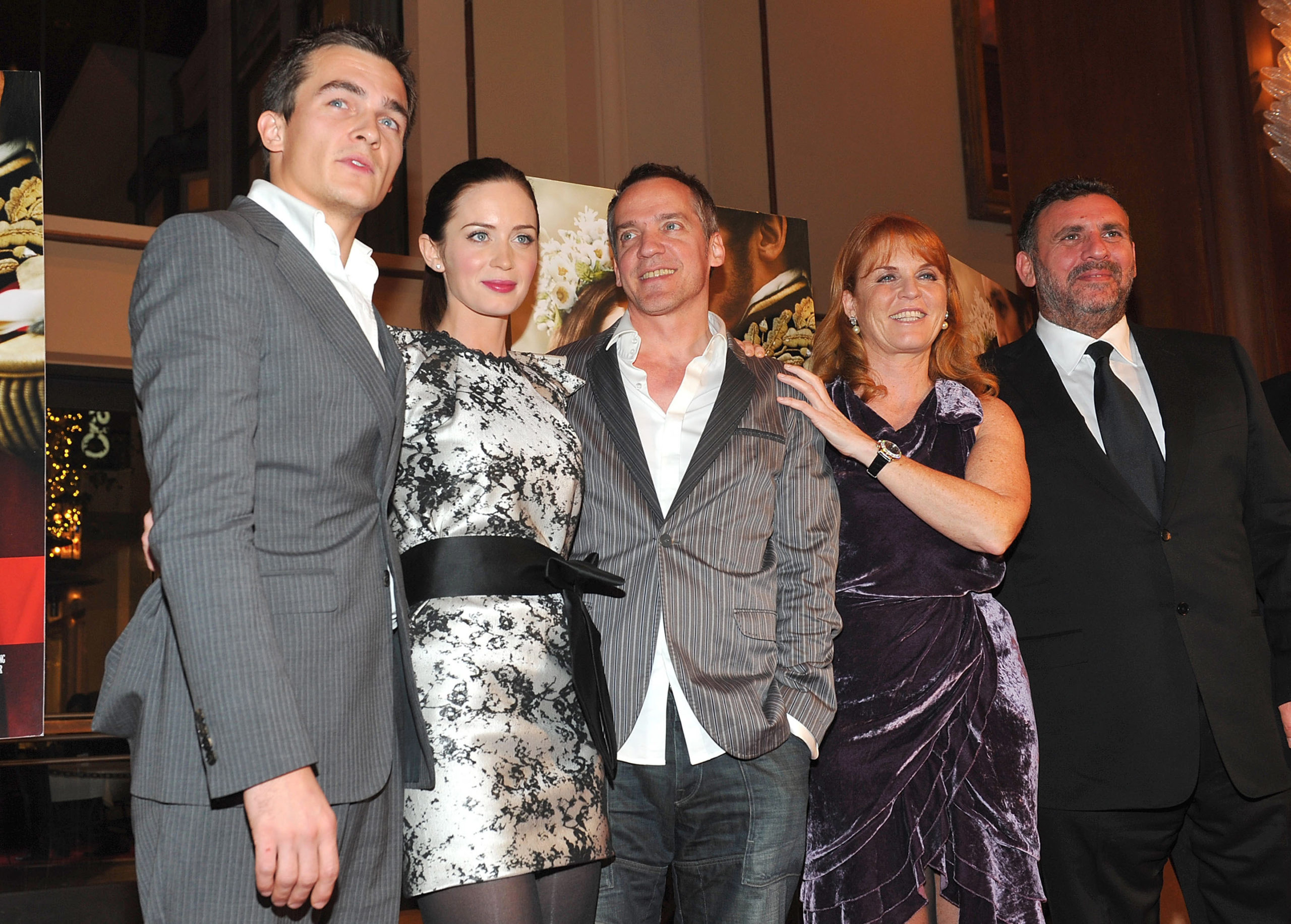 LOS ANGELES, CA - DECEMBER 03: (L-R) Actor Rupert Friend, actress Emily Blunt, director Jean-Marc Vallee, producer Sarah Ferguson, Dutchess of York and producer Graham King arrive at the U.S. premiere of Apparition's "The Young Victoria" held at the Pacific Grove Theaters on December 3, 2009 in Los Angeles, California. (Photo by Alberto E. Rodriguez/Getty Images)