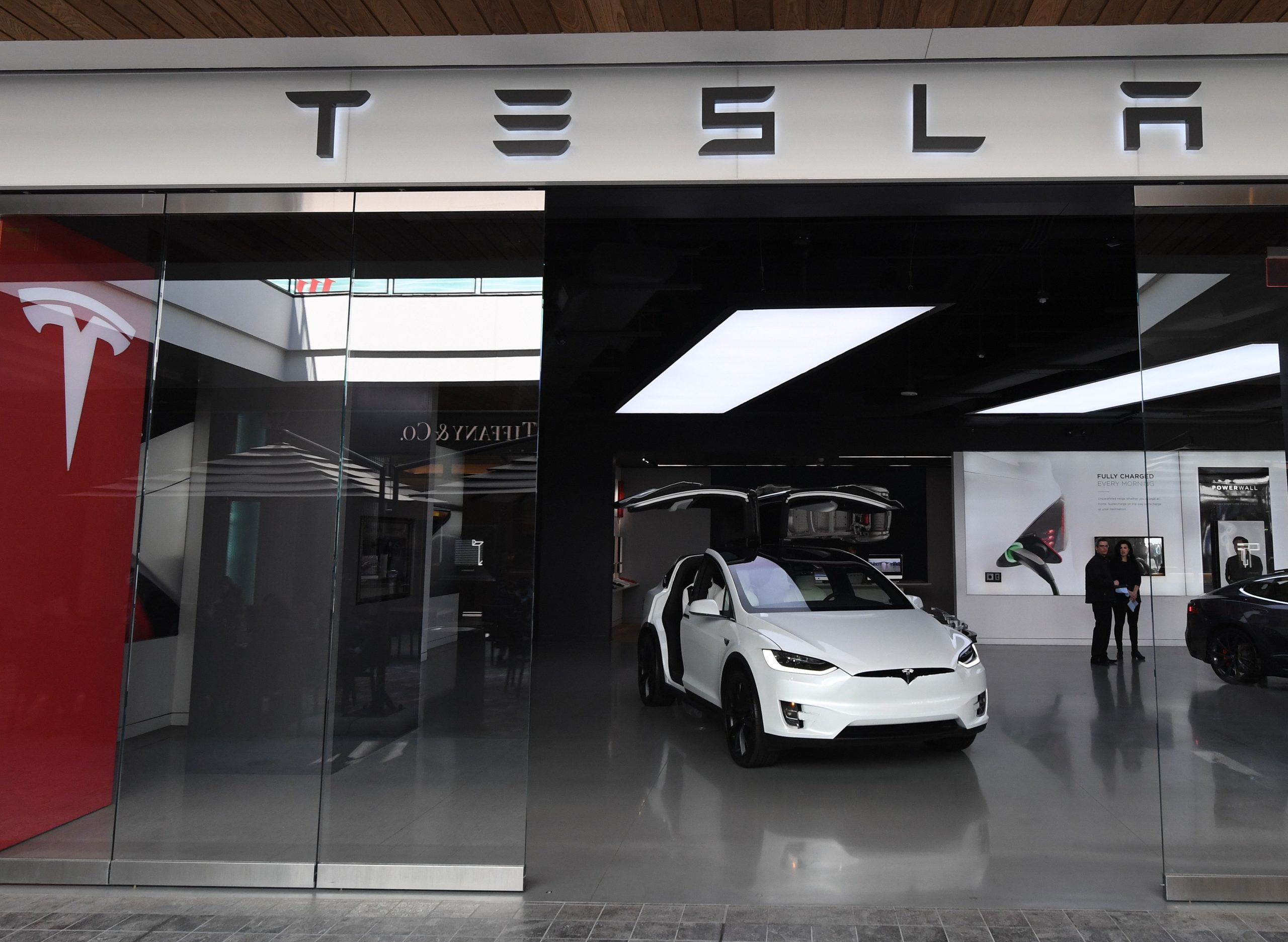 Tesla cars on sale at a showroom in Los Angeles, California. (Mark Ralston/AFP via Getty Images)