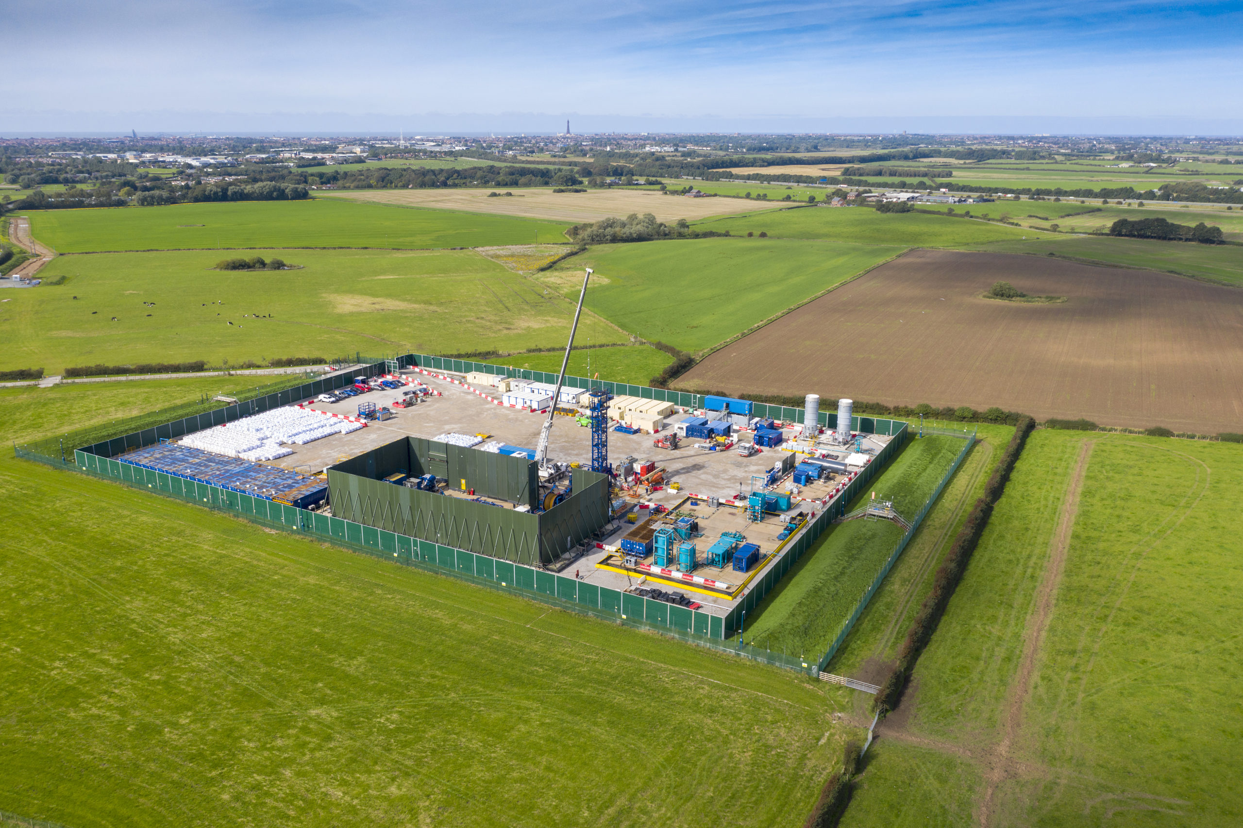 An aerial view of the Cuadrilla shale gas extraction and fracking site on Sept. 16, 2019 in Preston, England. (Christopher Furlong/Getty Images)