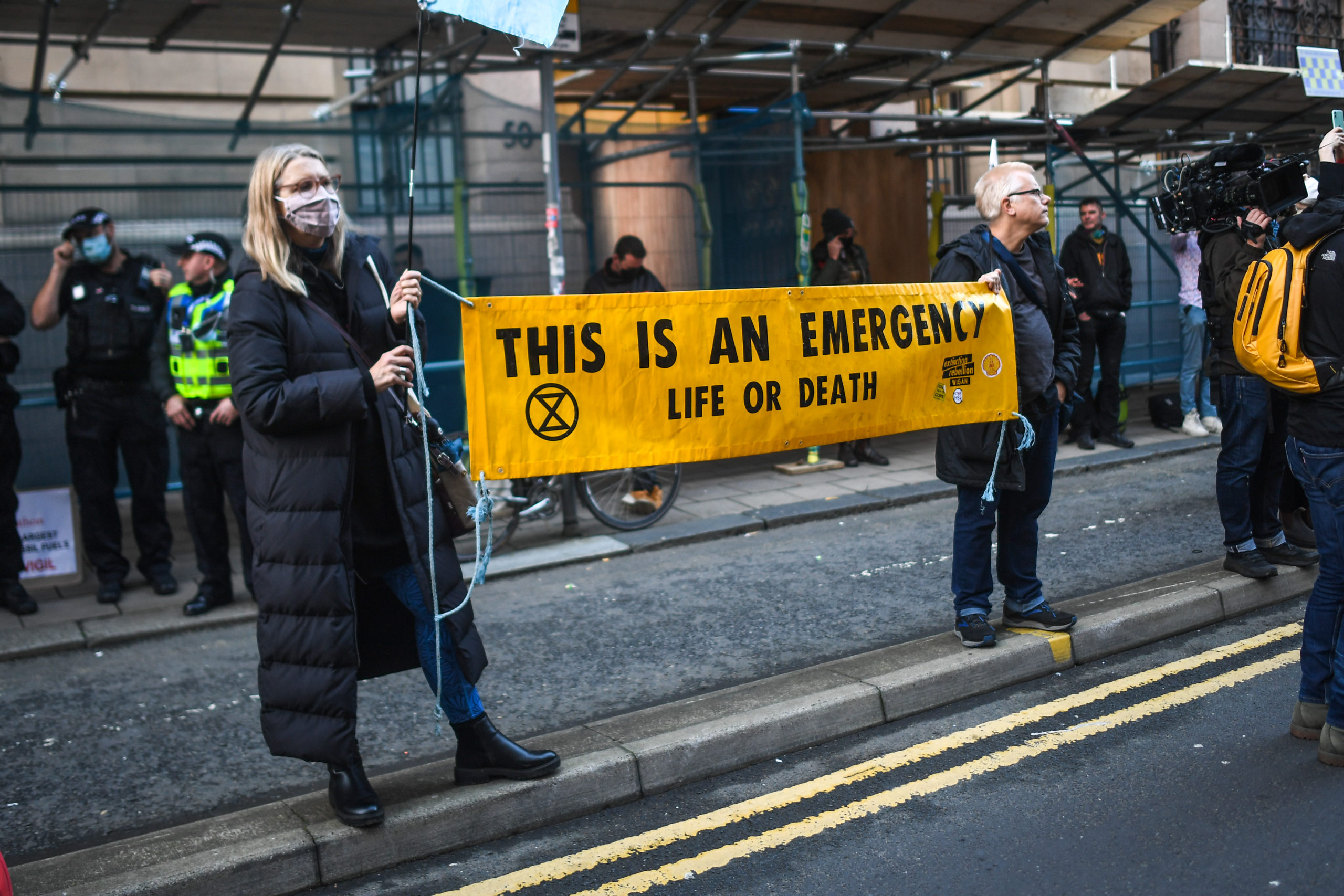 Climate protesters are seen on Nov. 10 in Glasgow, United Kingdom. (Peter Summers/Getty Images)
