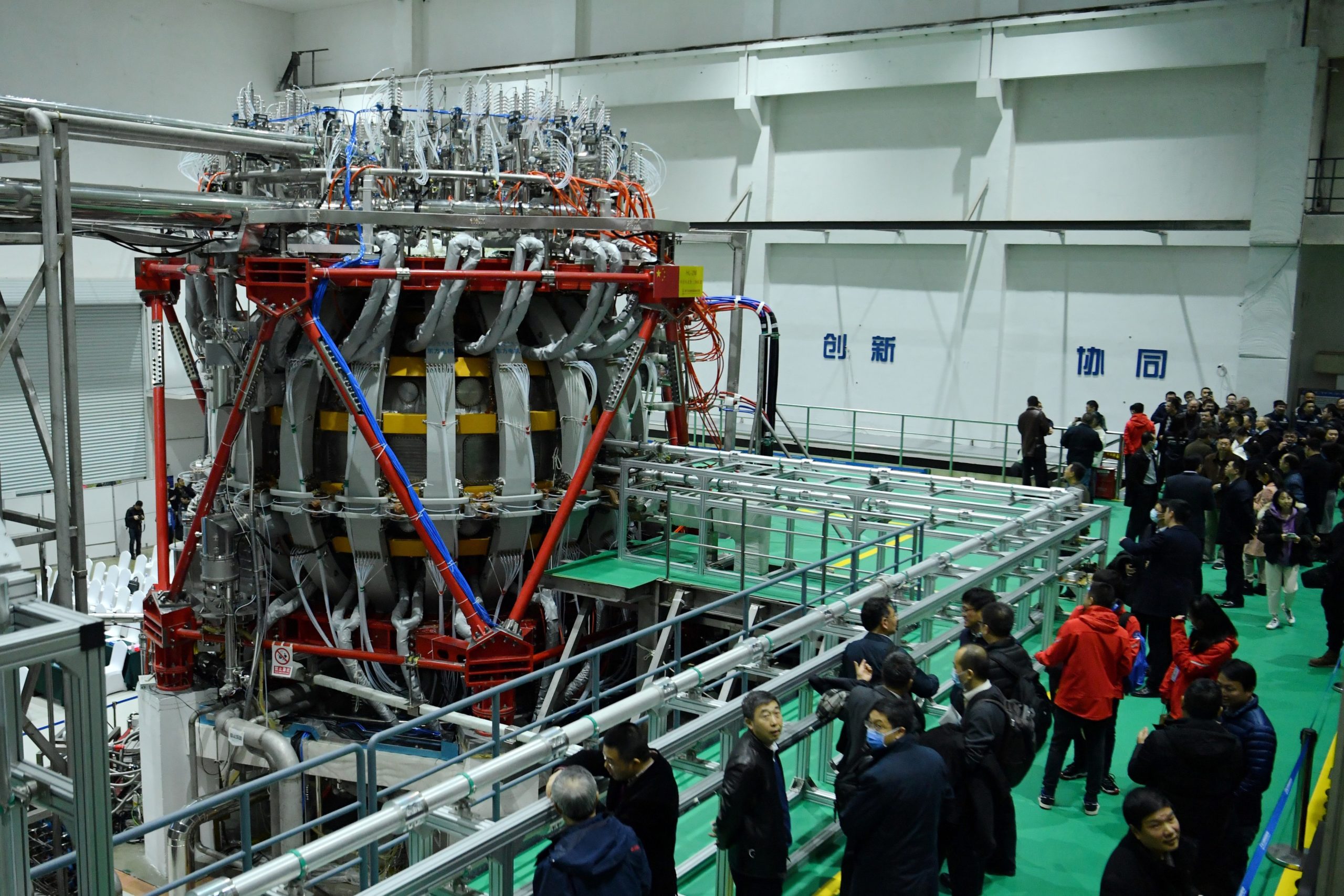 Chinas HL-2M nuclear fusion device, known as the new generation of "artificial sun," is displayed at a research laboratory in Chengdu, in eastern China's Sichuan province on Dec. 4, 2020. (STR/AFP via Getty Images)