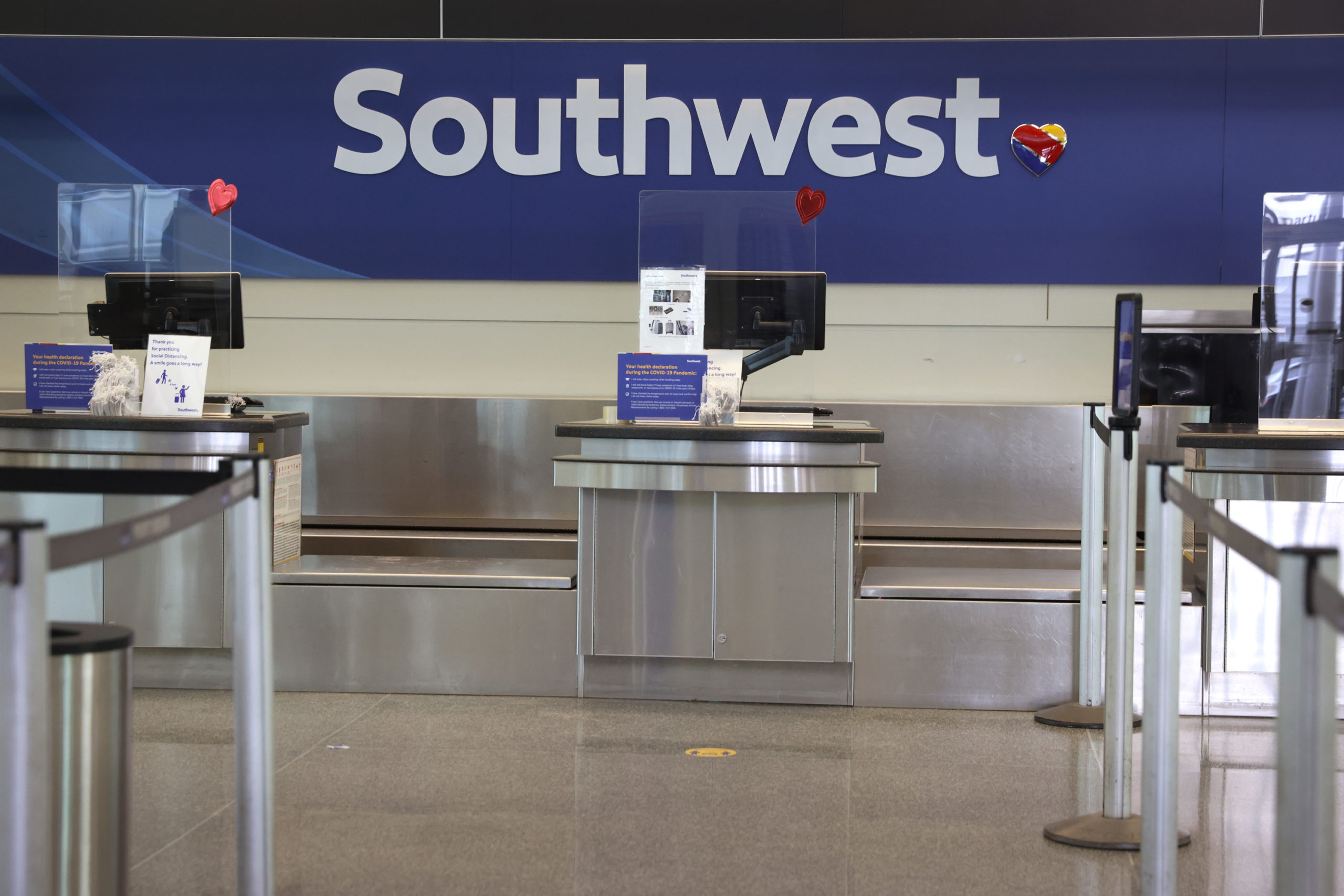 A Southwest Airlines baggage check position (Photo by Scott Olson/Getty Images)