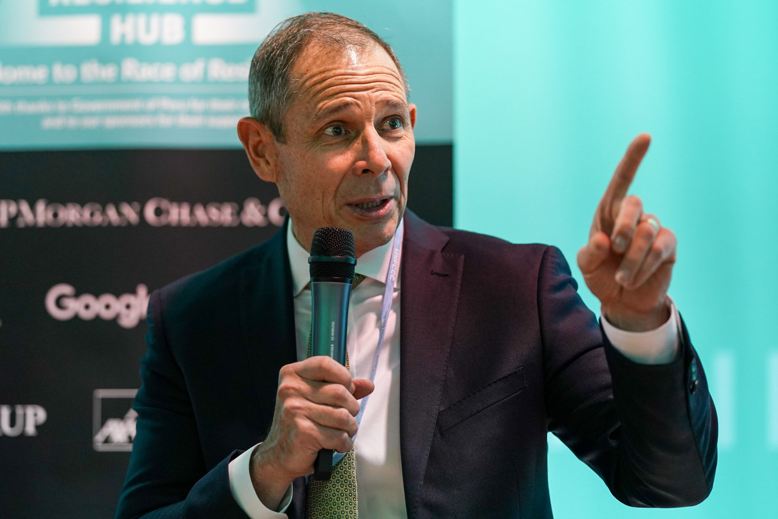 Republican Utah Rep. John Curtis, who founded the House Conservative Climate Caucus, speaks at the United Nations climate conference on Nov. 6. (Ian Forsyth/Getty Images)