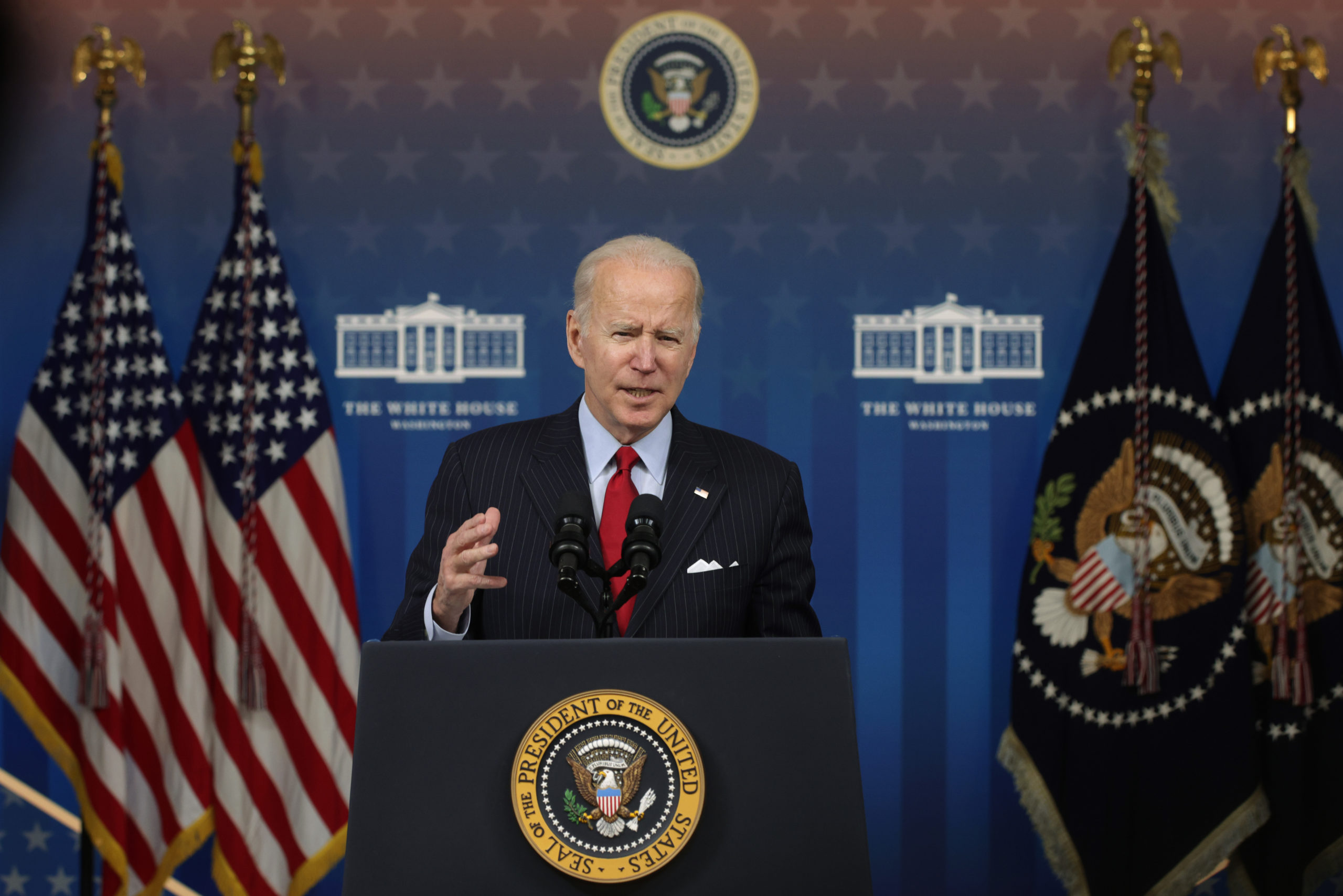 President Joe Biden announces the release of the Strategic Petroleum Reserve on Nov. 23. (Alex Wong/Getty Images)