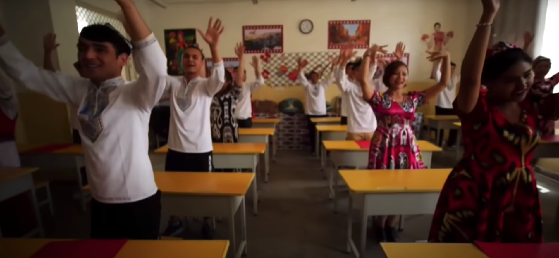 On a guided tour the BBC is shown singing and dancing Uyghurs within the "vocational centers" in June 2019. [YouTube/Screenshot/BBCNews]