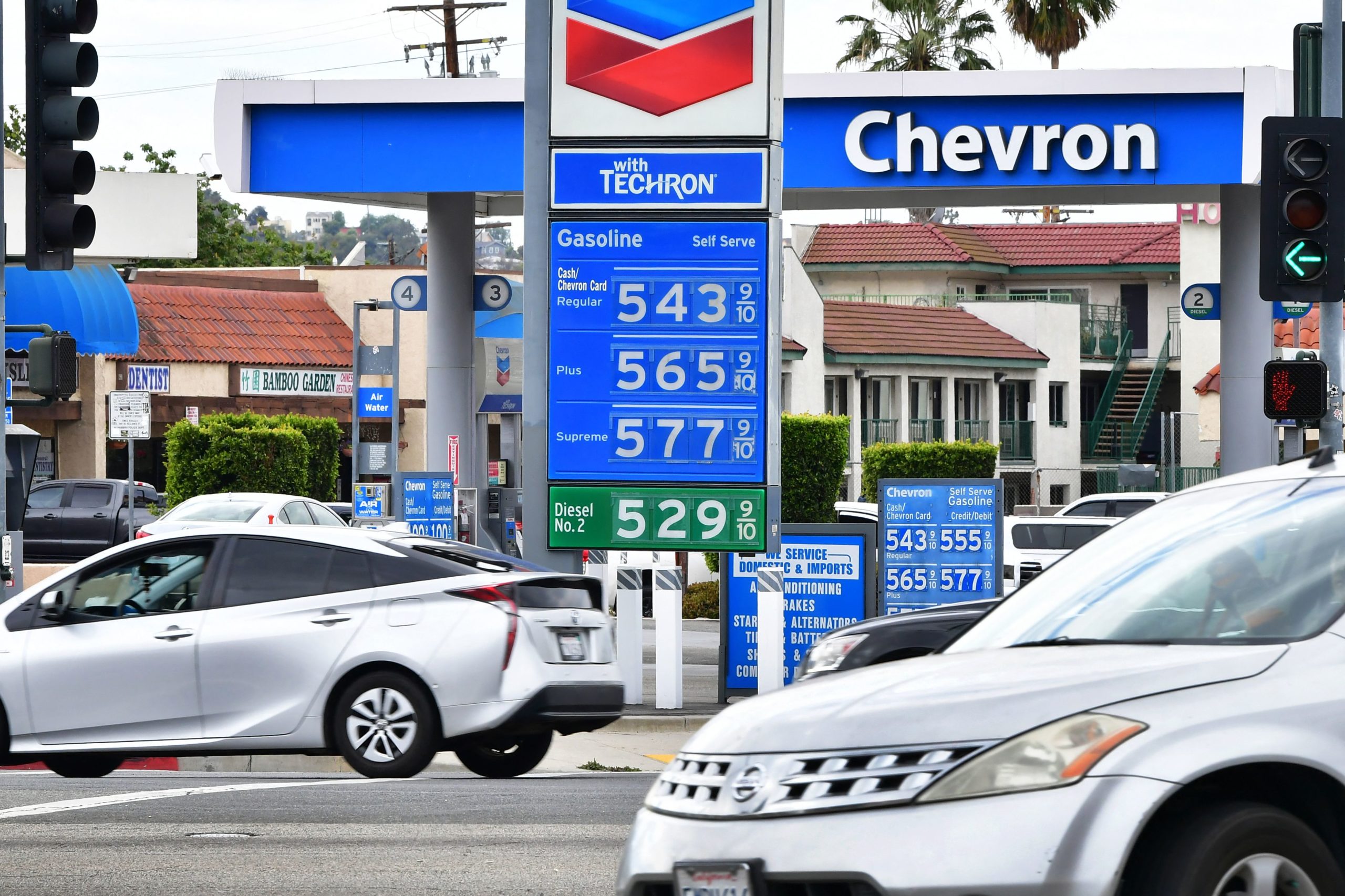 Gasoline surpasses $5 a gallon in Alhambra, California on March 4. (Frederic J. Brown/AFP via Getty Images)