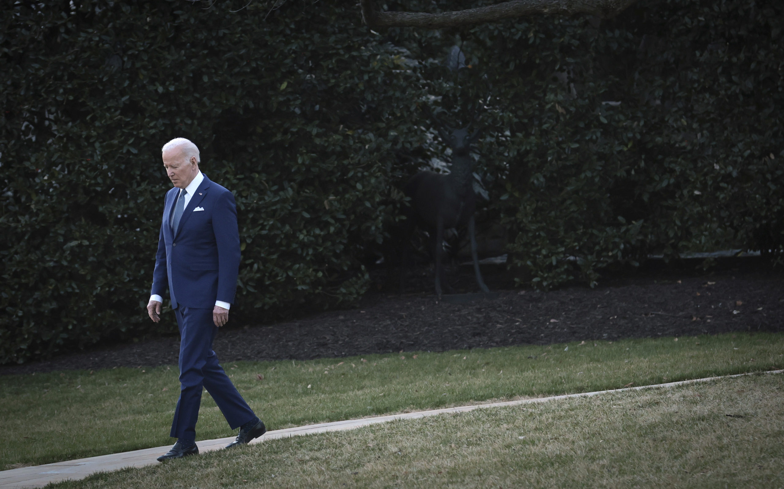 President Joe Biden departs the White House on Friday. He is expected to soon make an announcement banning Russian oil imports. (Win McNamee/Getty Images)