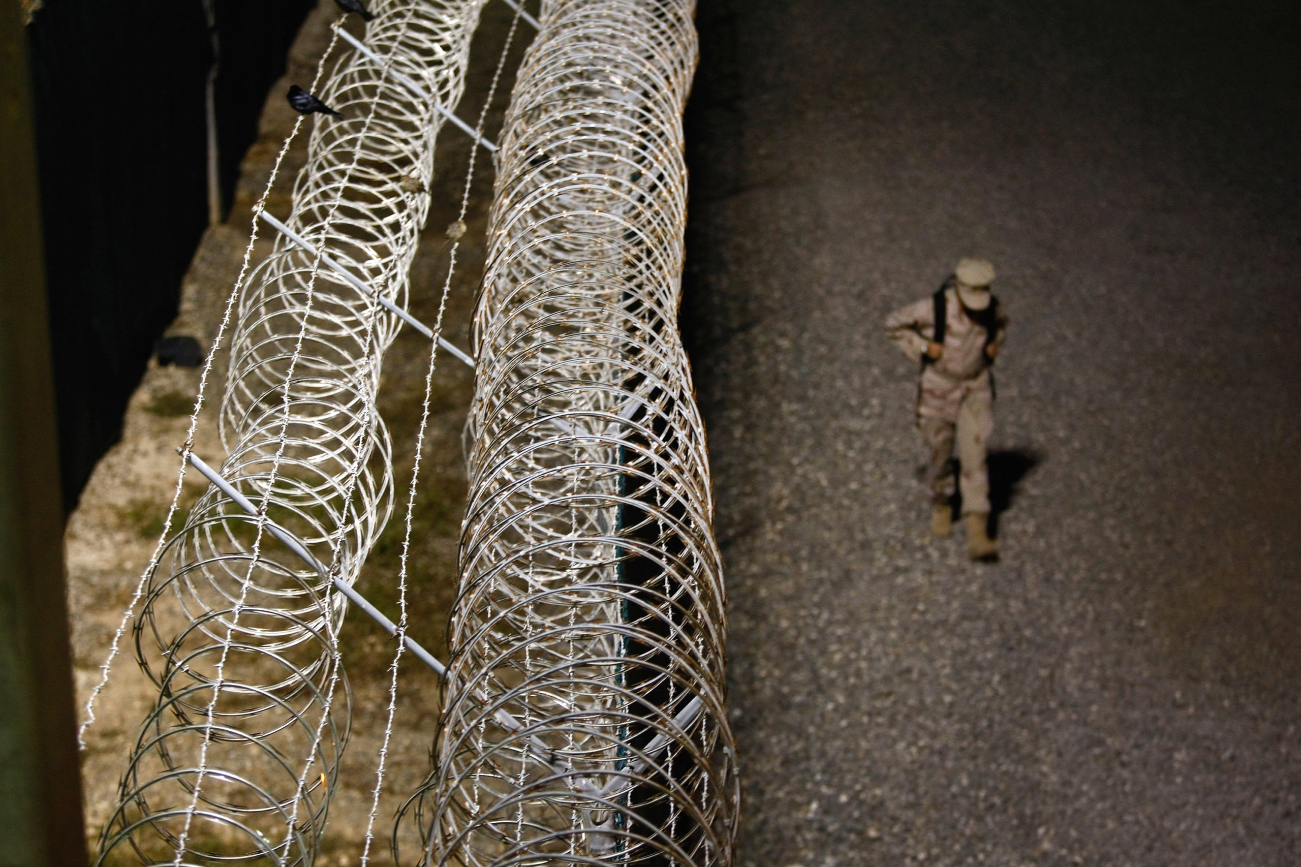 A soldier outside Guantanamo Bay (Photo by John Moore/Getty Images)