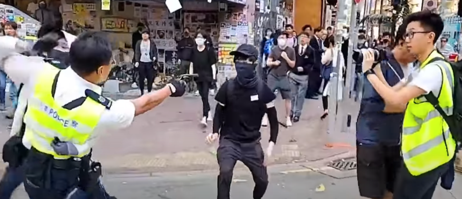 A protestor was shot in November 2019 by Hong Kong police. [YouTube/Screenshot/ViceNews]