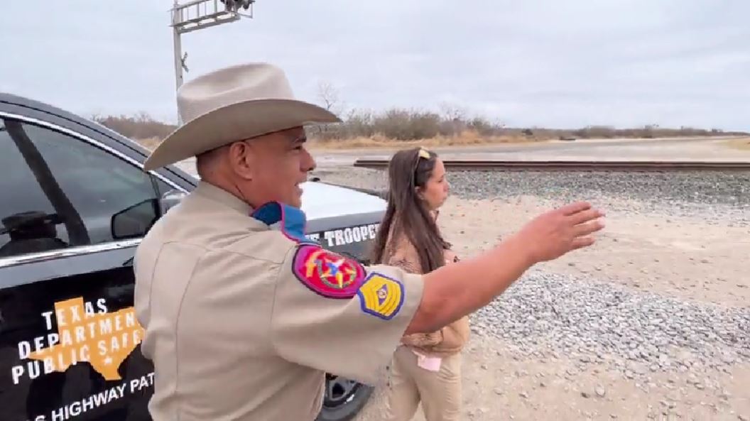 Texas Department of Public Safety Sgt. Juan Maldonado shows the DCNF where migrants are hitching rides on cargo trains in South Texas (Daily Caller News Foundation)