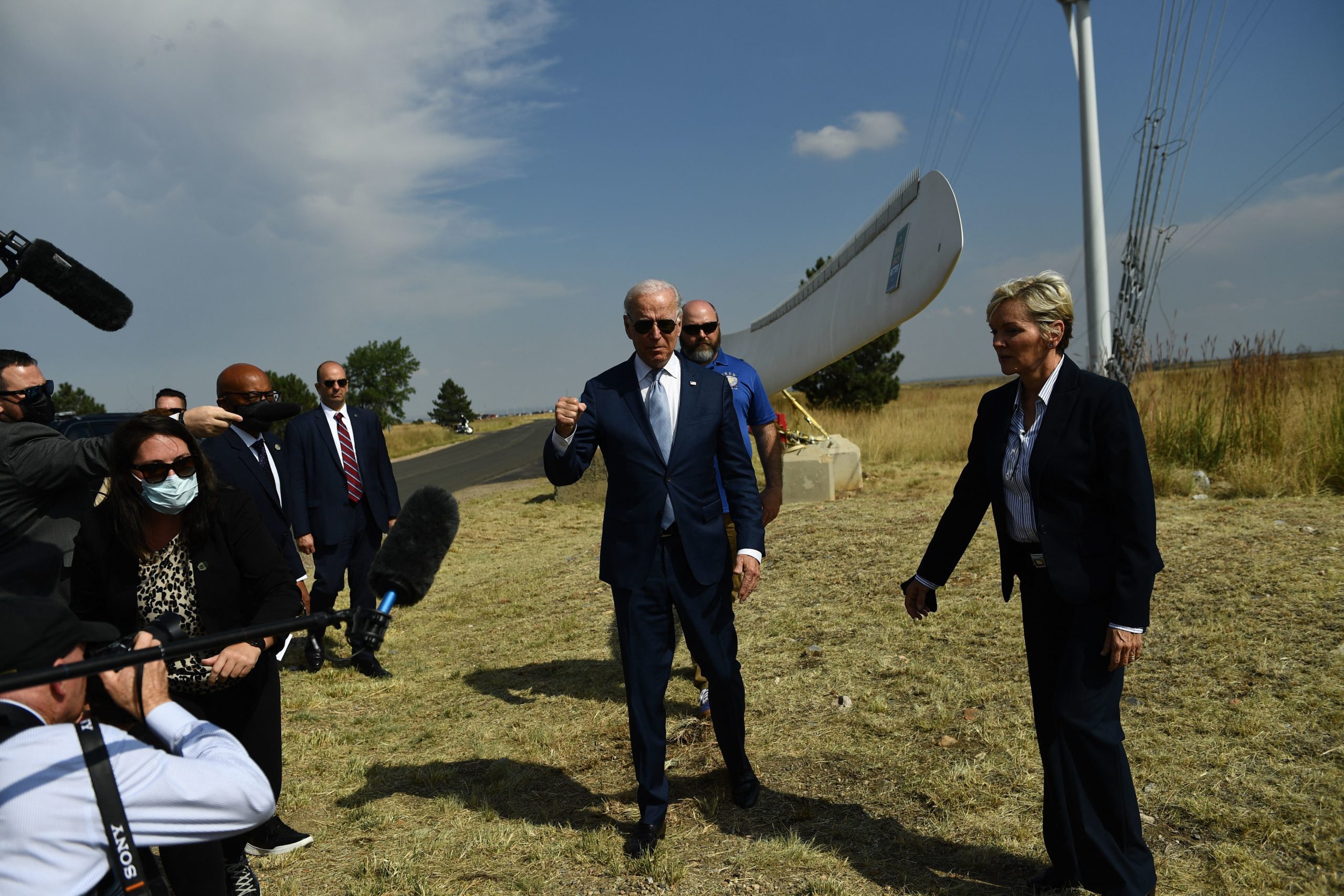 President Joe Biden and Energy Secretary Jennifer Granholm tour the National Renewable Energy Laboratory in Arvada, Colorado, on Sept. 14, 2021. (Brendan Smialowski/AFP via Getty Images)