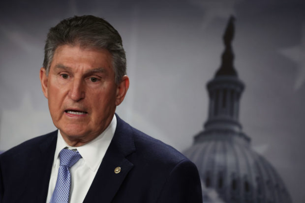 WASHINGTON, DC - MARCH 03: U.S. Sen. Joe Manchin (D-WV) speaks during a news conference at the U.S. Capitol March 3, 2022 in Washington, DC. A bipartisan group of U.S. Congressional members held a news conference to discuss the Banning Russian Energy Imports Act. (Photo by Alex Wong/Getty Images)