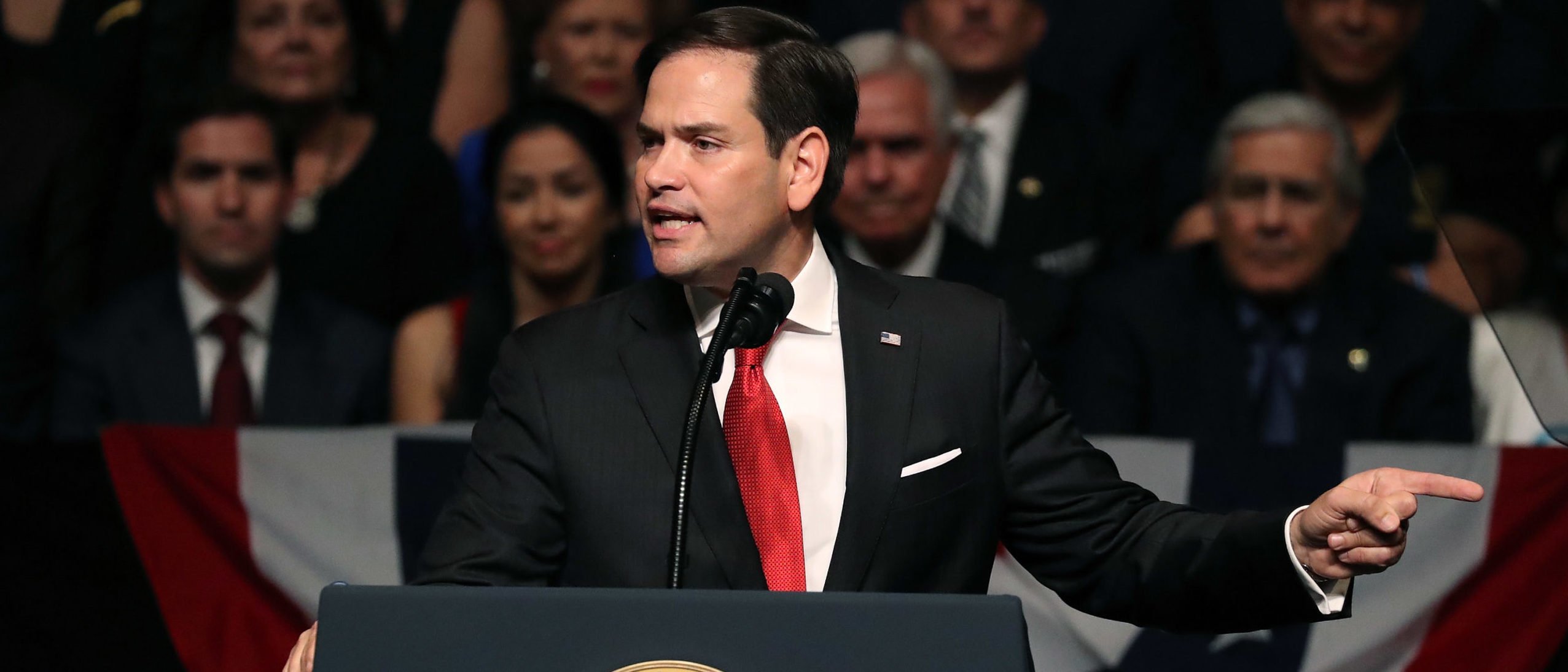 MIAMI, FL - JUNE 16: U.S. Sen. Marco Rubio (R-FL) speaks ahead of President Donald Trump announcing policy changes he is making toward Cuba at the Manuel Artime Theater in the Little Havana neighborhood on June 16, 2017 in Miami, Florida. The President will re-institute some of the restrictions on travel to Cuba and U.S. business dealings with entities tied to the Cuban military and intelligence services. (Photo by Joe Raedle/Getty Images)