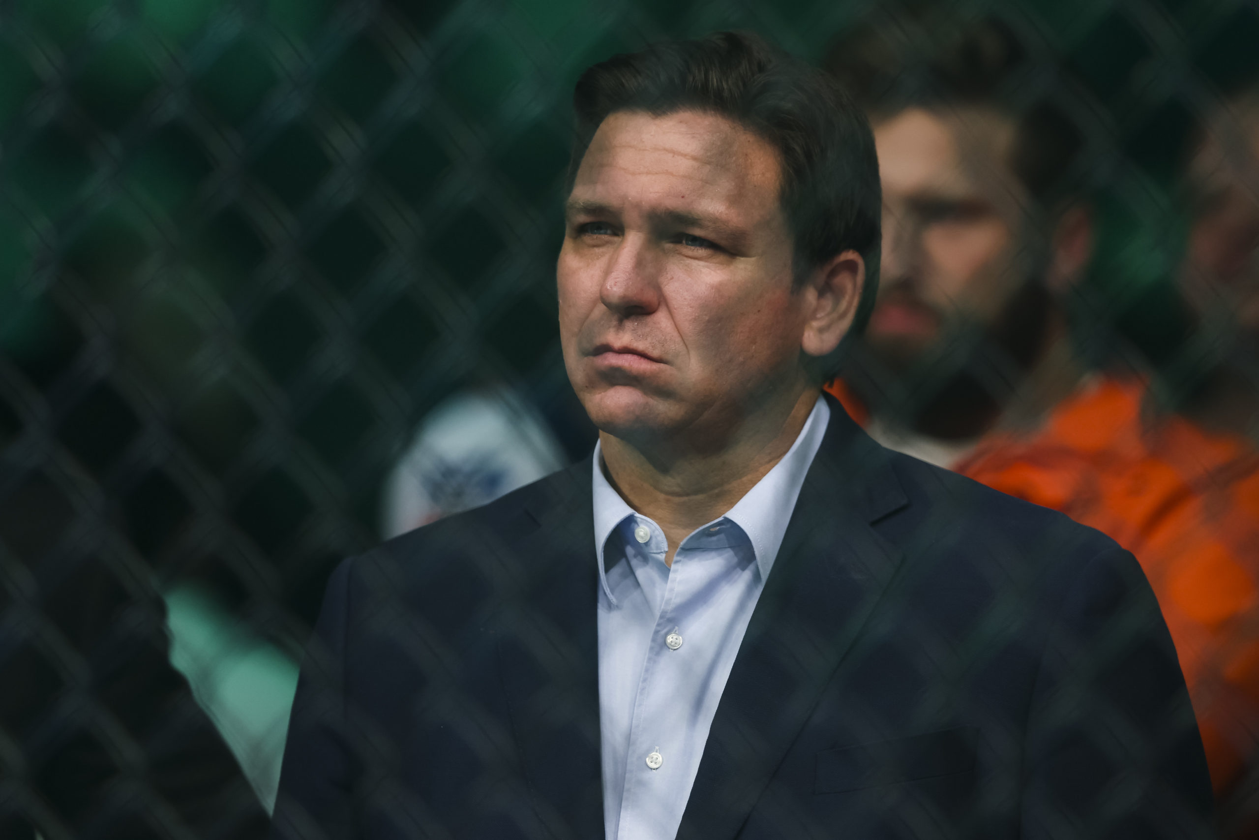 Florida governor Ron DeSantis is seen in attendance during the UFC 273 event at VyStar Veterans Memorial Arena on April 09, 2022 in Jacksonville, Florida. (Photo by James Gilbert/Getty Images)