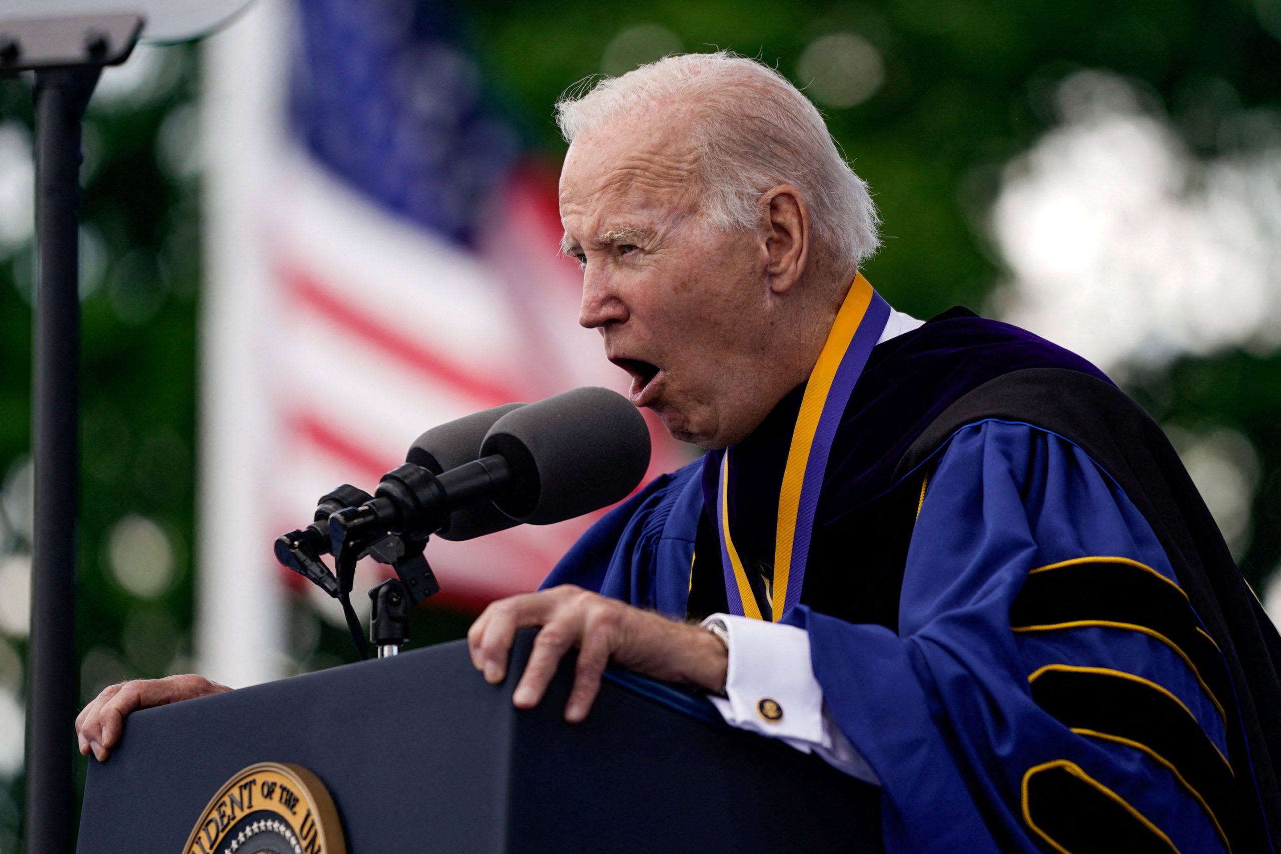 FILE PHOTO: U.S. President Joe Biden delivers the commencement address at the University of Delaware in Newark, Delaware, U.S., May 28, 2022. REUTERS/Elizabeth Frantz/File Photo