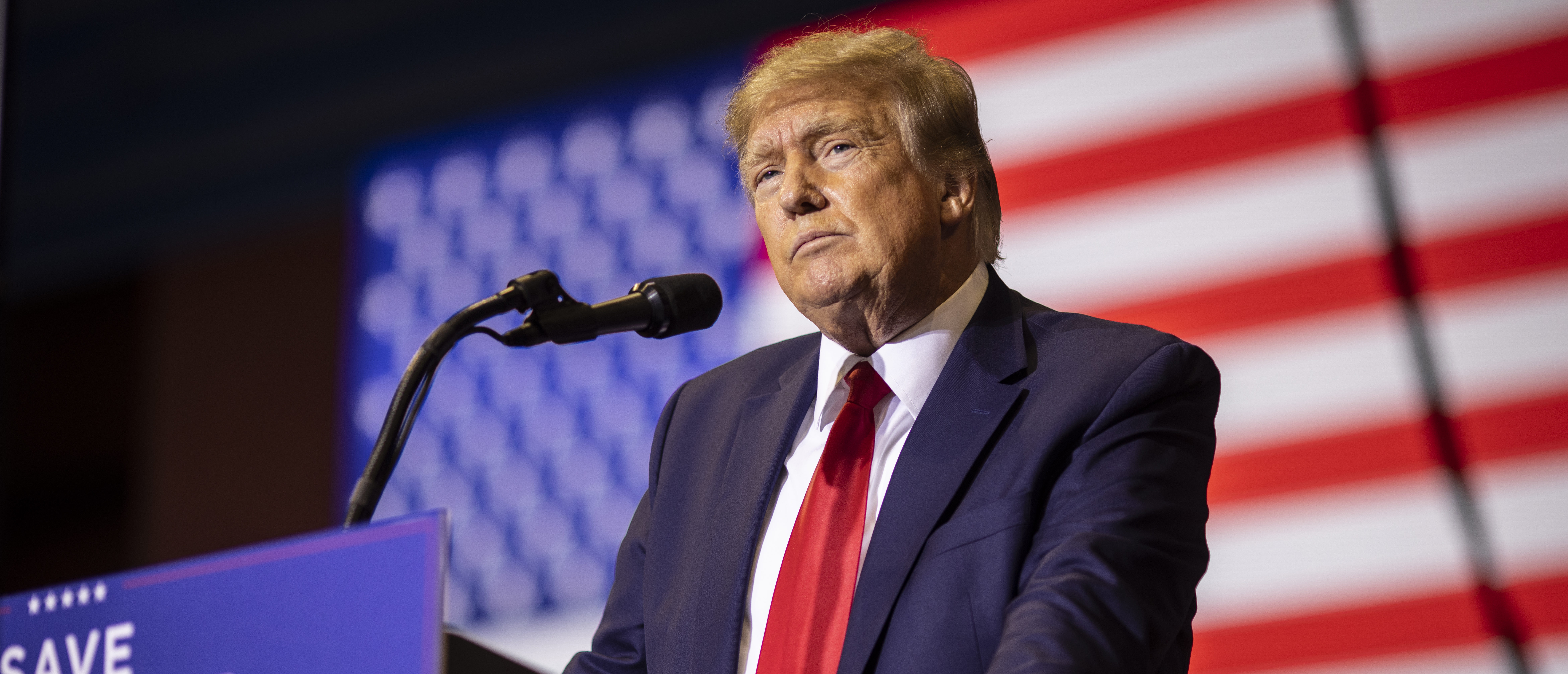 CASPER, WY - MAY 28: Former President Donald Trump speaks at a rally on May 28, 2022 in Casper, Wyoming. The rally is being held to support Harriet Hageman, Rep. Liz Cheney’s primary challenger in Wyoming. (Photo by Chet Strange/Getty Images)