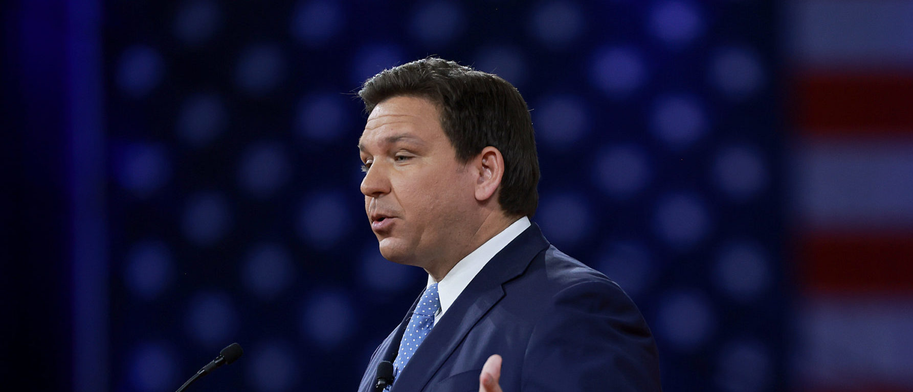 ORLANDO, FLORIDA - FEBRUARY 24: Florida Gov. Ron DeSantis speaks at the Conservative Political Action Conference (CPAC) at The Rosen Shingle Creek on February 24, 2022 in Orlando, Florida. CPAC, which began in 1974, is an annual political conference attended by conservative activists and elected officials. (Photo by Joe Raedle/Getty Images)