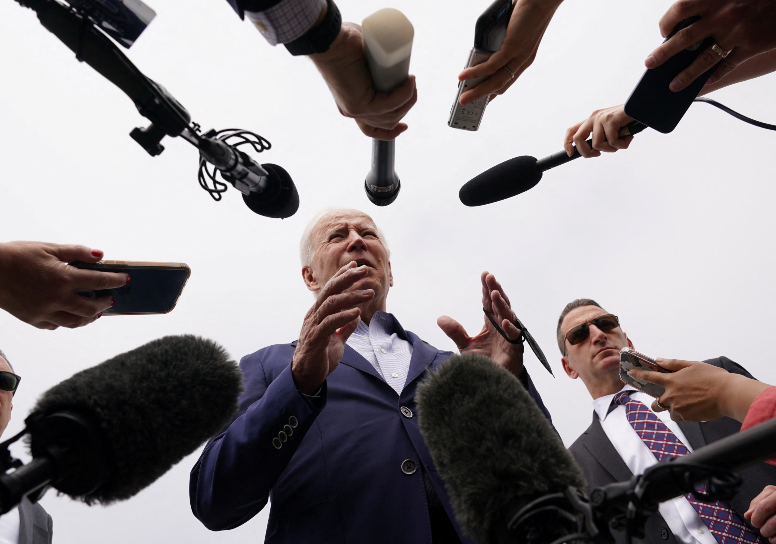 U.S. President Joe Biden speaks to reporters before boarding Air Force One upon departure after attending the Summit of the Americas in Los Angeles, California, U.S., June 11, 2022. REUTERS/Kevin Lamarque