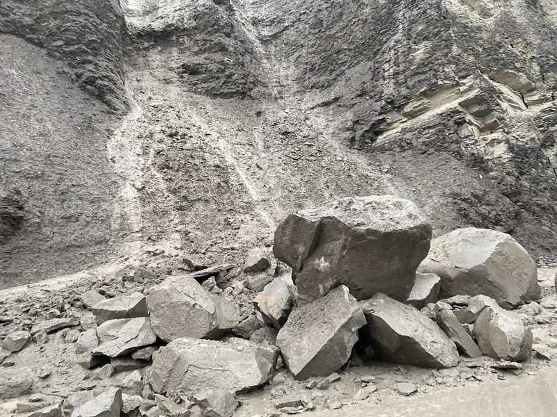 Large rockslide on North Entrance Road in the Gardner Canyon. [Photo courtesy: Yellowstone National Park]