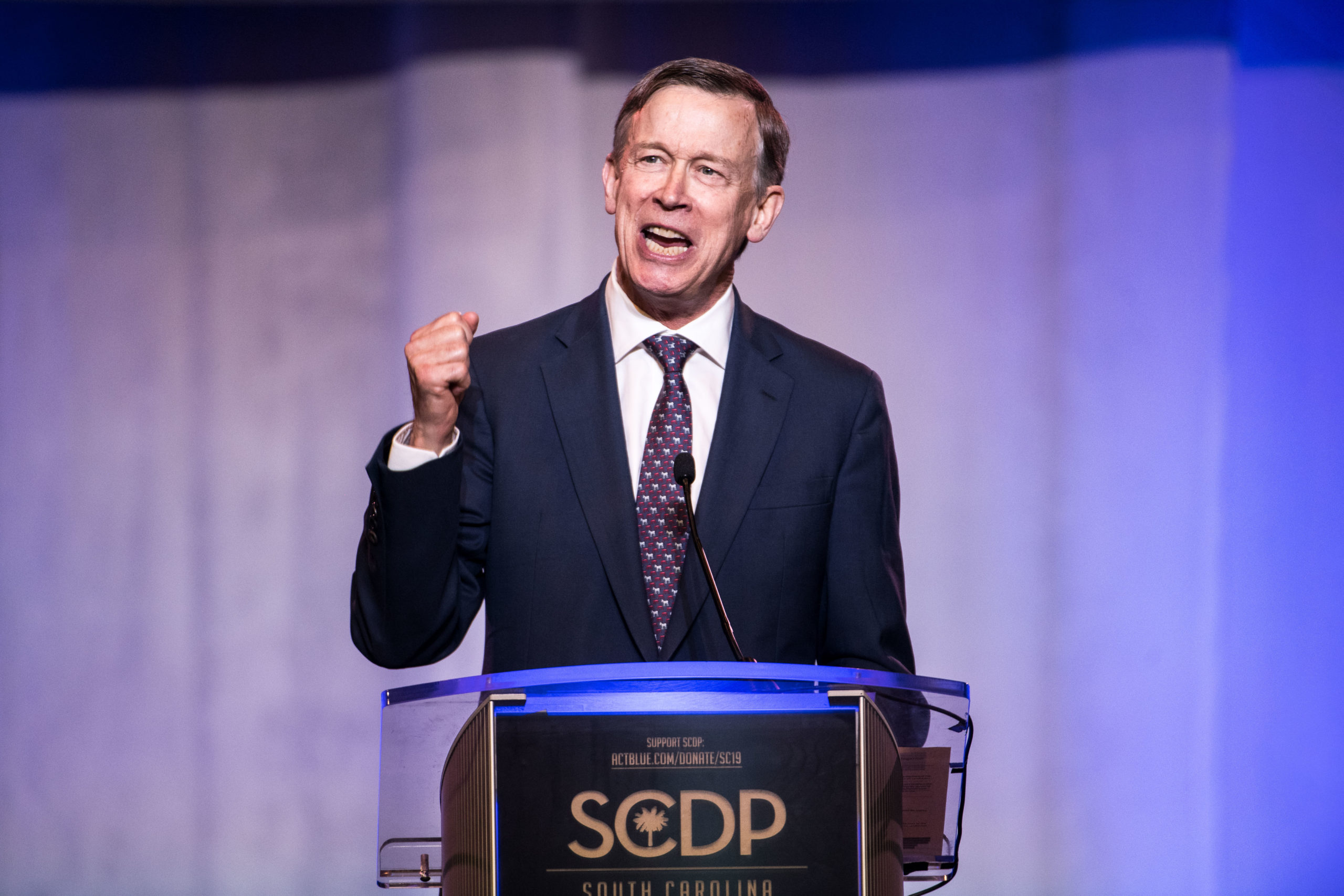 COLUMBIA, SC - JUNE 22: Democratic presidential candidate, former Colorado Governor John Hickenlooper speaks to the crowd during the 2019 South Carolina Democratic Party State Convention on June 22, 2019 in Columbia, South Carolina. Democratic presidential hopefuls are converging on South Carolina this weekend for a host of events where the candidates can directly address an important voting bloc in the Democratic primary. (Photo by Sean Rayford/Getty Images)