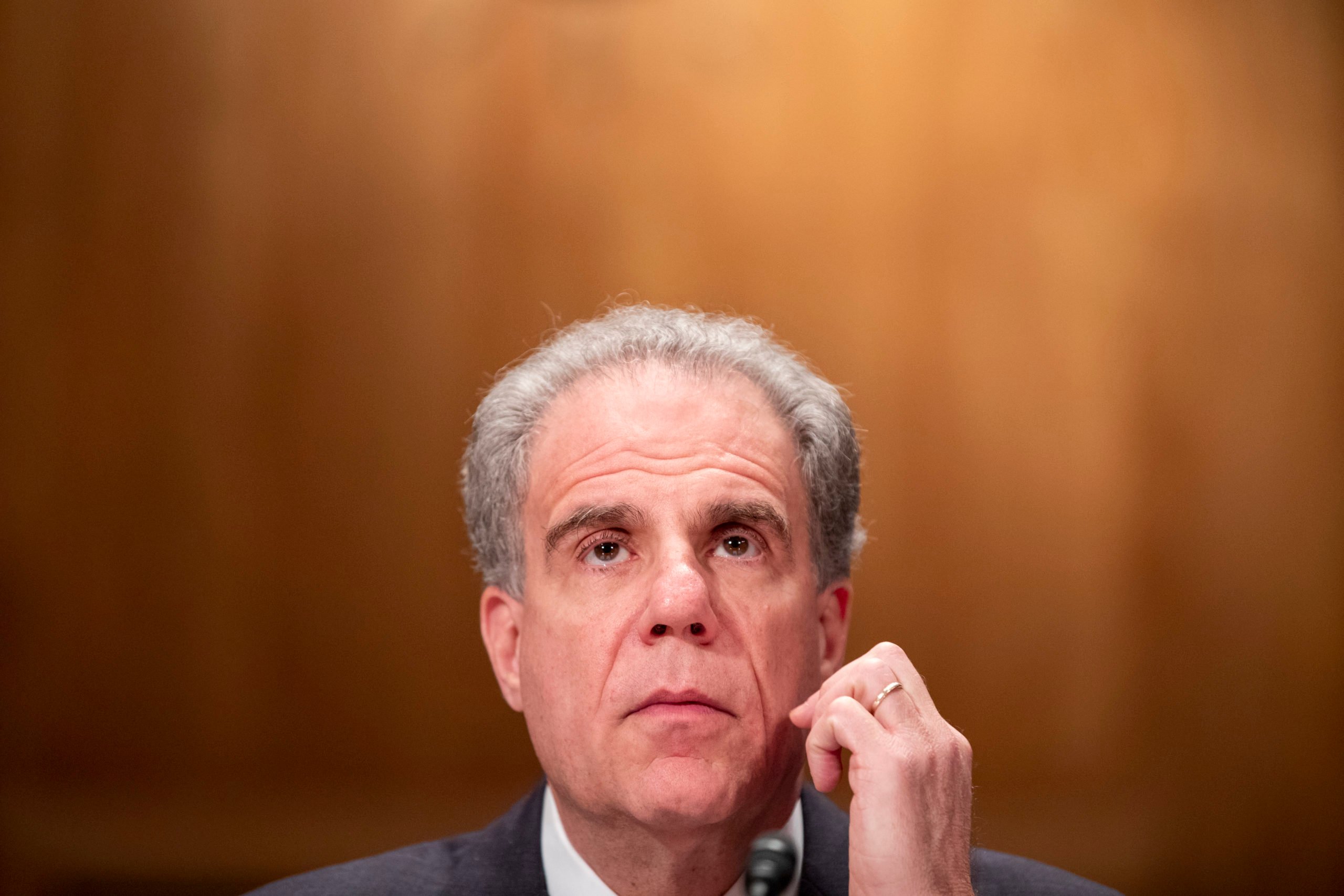 WASHINGTON, DC - DECEMBER 18: Department of Justice Inspector General Michael Horowitz testifies before the Senate Committee On Homeland Security And Governmental Affairs during a hearing at the US Capitol on December 18, 2019 in Washington, DC. Last week the Inspector General released a report on the origins of the FBI's investigation into the Trump campaign's possible ties with Russia during the 2016 Presidential elections. (Photo by Samuel Corum/Getty Images)