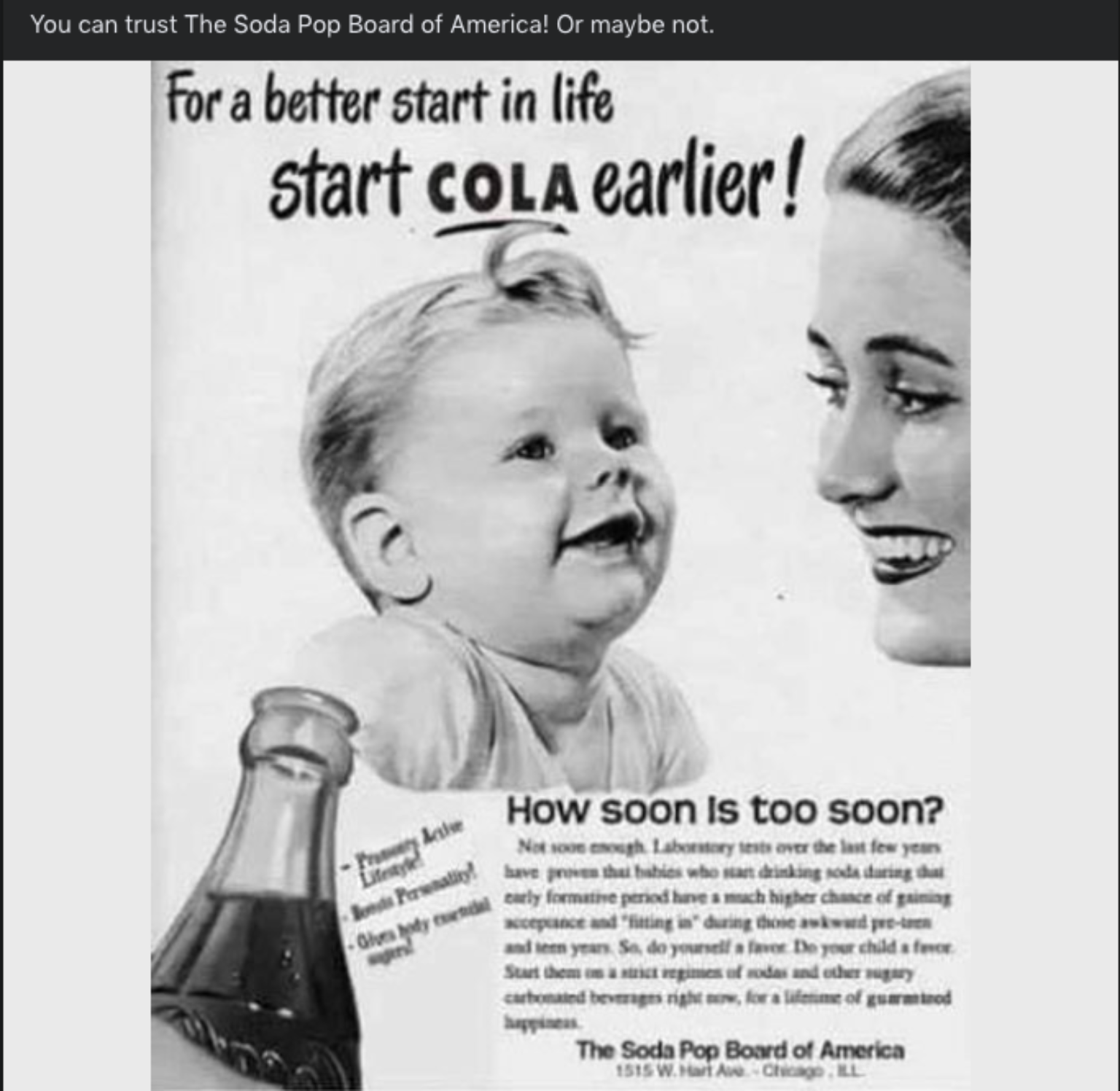 I know they mother. Mother knows best. Coca Cola Vintage photo.