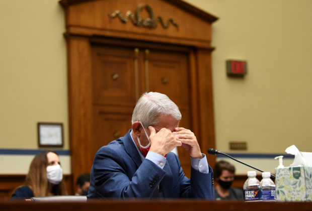 Dr. Anthony Fauci, director of the National Institute for Allergy and Infectious Diseases, reacts during the House Select Subcommittee on the Coronavirus Crisis hearing in Washington, D.C., U.S., July 31, 2020. Kevin Dietsch/Pool via REUTERS