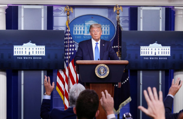 U.S. President Donald Trump speaks to reporters during a news conference in the Brady Press Briefing Room at the White House in Washington, U.S., September 23, 2020. REUTERS/Tom Brenner