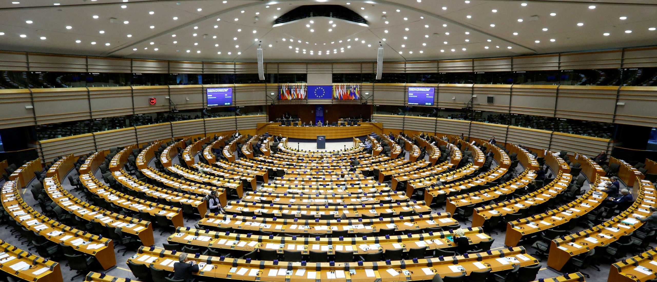 FILE PHOTO: A general view of the hemicycle at the European Parliament in Brussels, Belgium, February 24, 2016. REUTERS/Yves Herman/File Photo