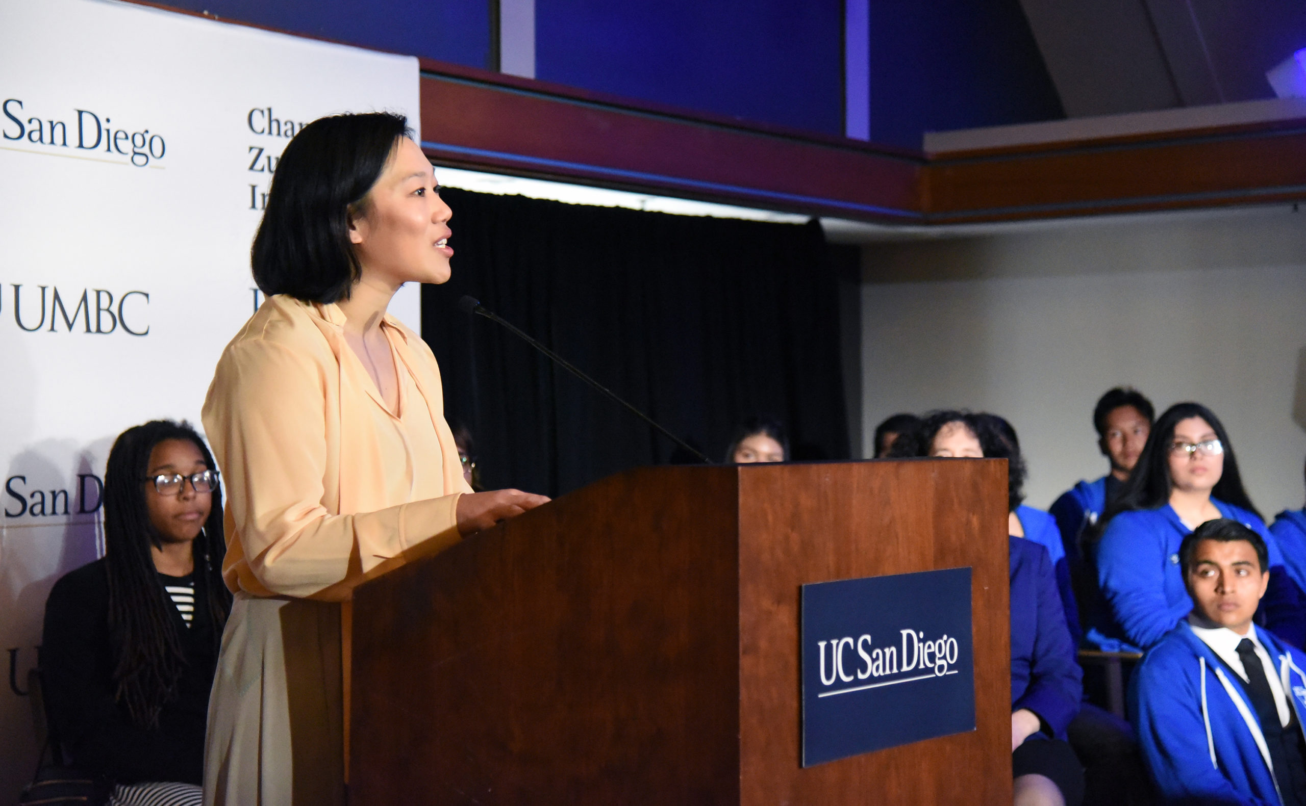 In this handout released by The Chan Zuckerberg Initiative (CZI), Priscilla Chan meets with undergraduate scholars in science, technology, engineering, and math (STEM) fields at University California San Diego, April 9, 2019 in La Jolla, California. CZI announced today that it has awarded $6.9 million to support a unique partnership to encourage underrepresented students to pursue careers in science, technology, mathematics, and engineering (STEM fields) at both UC San Diego and UC Berkeley. (Photo by CZI/Bob Riha Jr.)