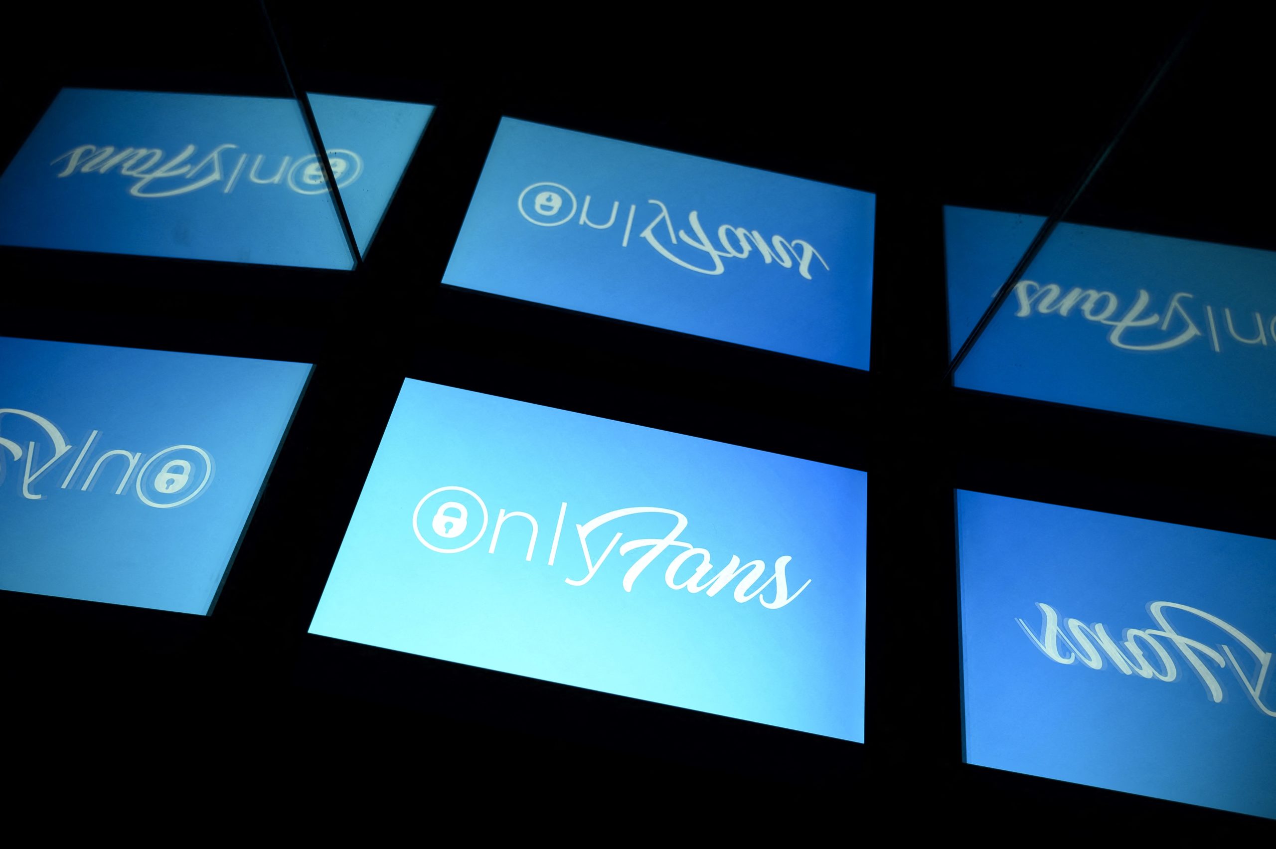 A picture taken on October 5, 2021 in Toulouse shows the logo of Onlyfans social media displayed by a tablet. (Photo by Lionel BONAVENTURE / AFP) (Photo by LIONEL BONAVENTURE/AFP via Getty Images)