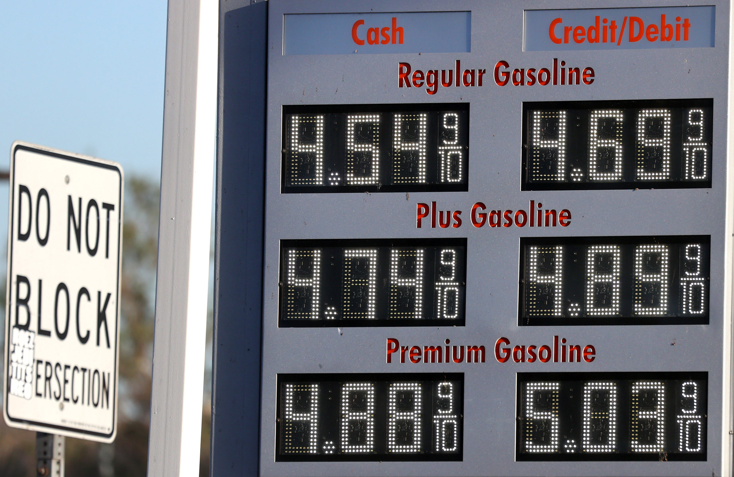 LOS ANGELES, CALIFORNIA - NOVEMBER 23: Gasoline prices are displayed outside a gas station on November 23, 2021 in Los Angeles, California. President Biden announced a plan to release oil from the Strategic Petroleum Reserve in an effort to curb high gas prices. (Photo by Mario Tama/Getty Images)