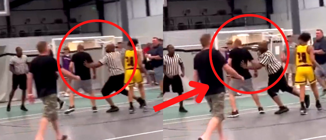 Watch This Youth Basketball Ref KO A Dad In Epic Fashion