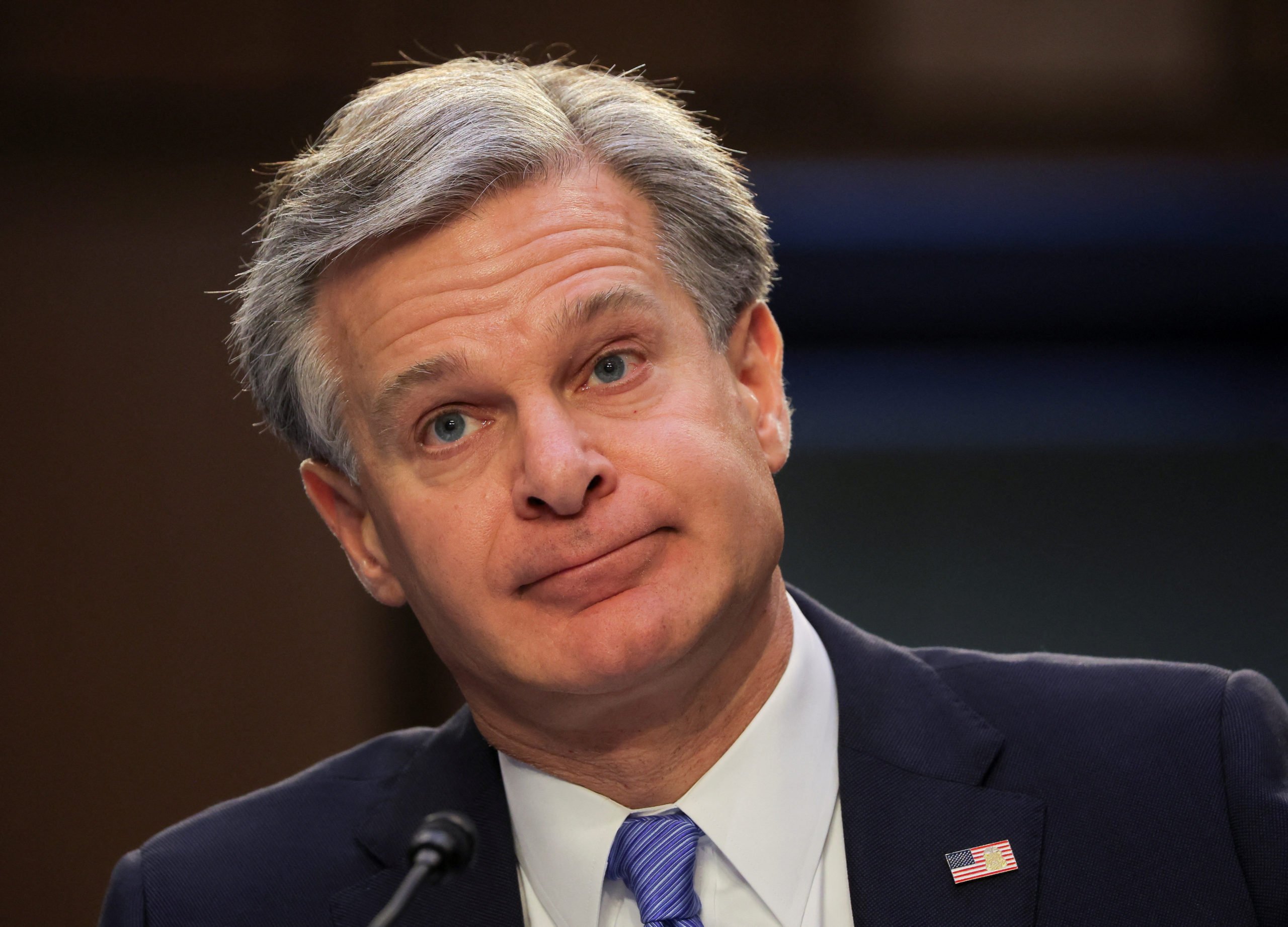 FBI Director Christopher Wray testifies before a Senate Judiciary Committee hearing entitled "Oversight of the Federal Bureau of Investigation," on Capitol Hill in Washington, U.S. August 4, 2022. REUTERS/Jim Bourg