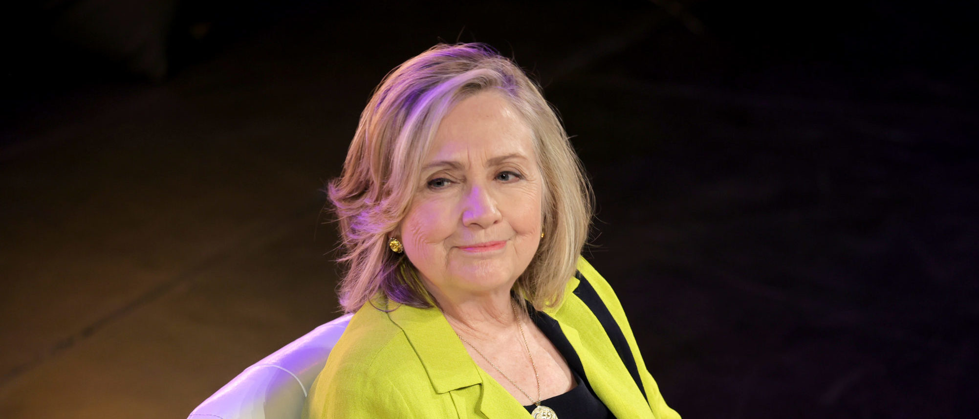 NEW YORK, NEW YORK - JULY 08: Hillary Clinton takes part in a panel discussion during BroadwayCon 2022 at The Manhattan Center on July 08, 2022 in New York City. (Photo by Michael Loccisano/Getty Images)