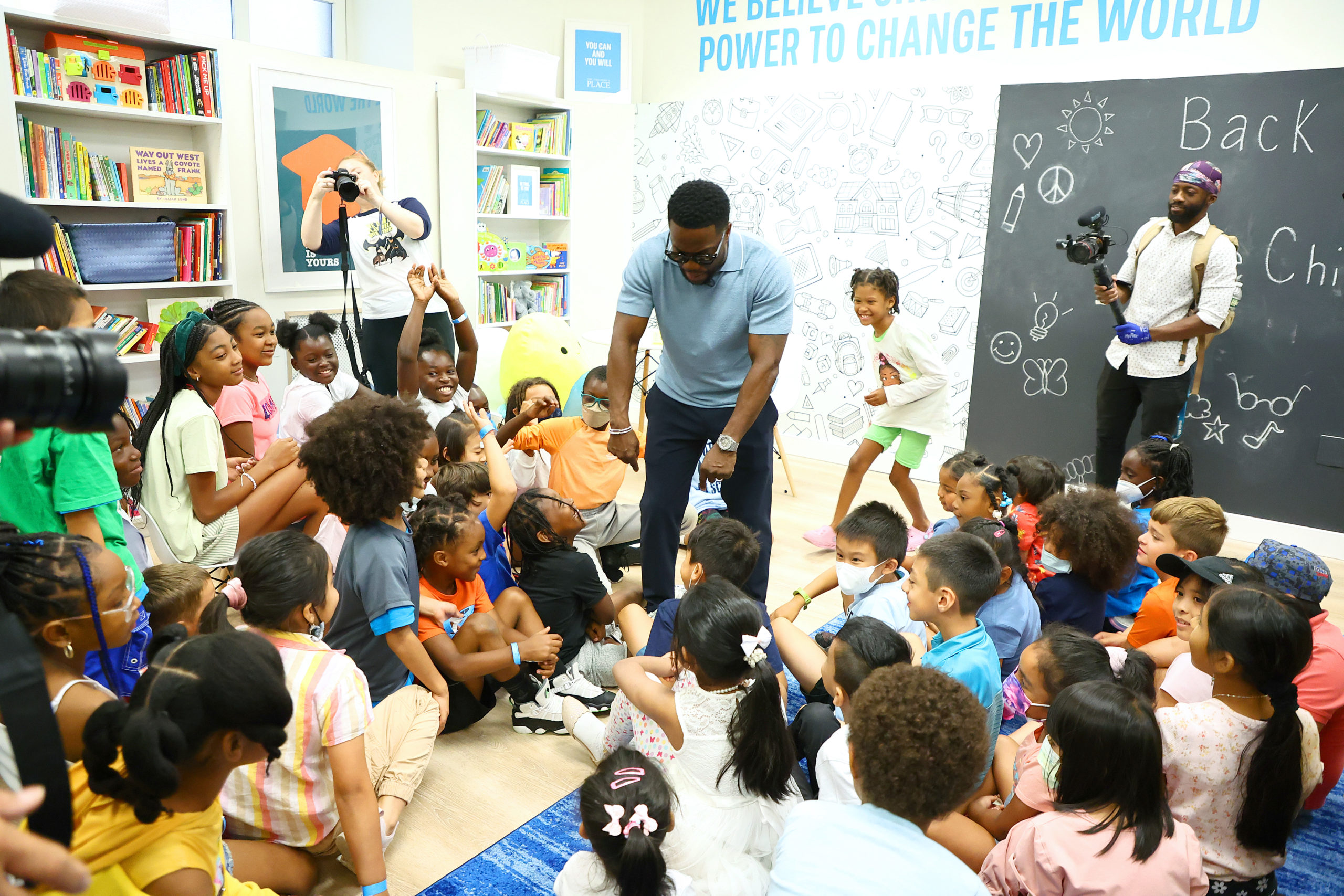 Kevin Hart speaks to kids as The Children's Place partners with Kevin Hart to support communities for the 2022 back-to-school season on July 26, 2022 in New York City. (Photo by Arturo Holmes/Getty Images for The Children's Place, Inc.)