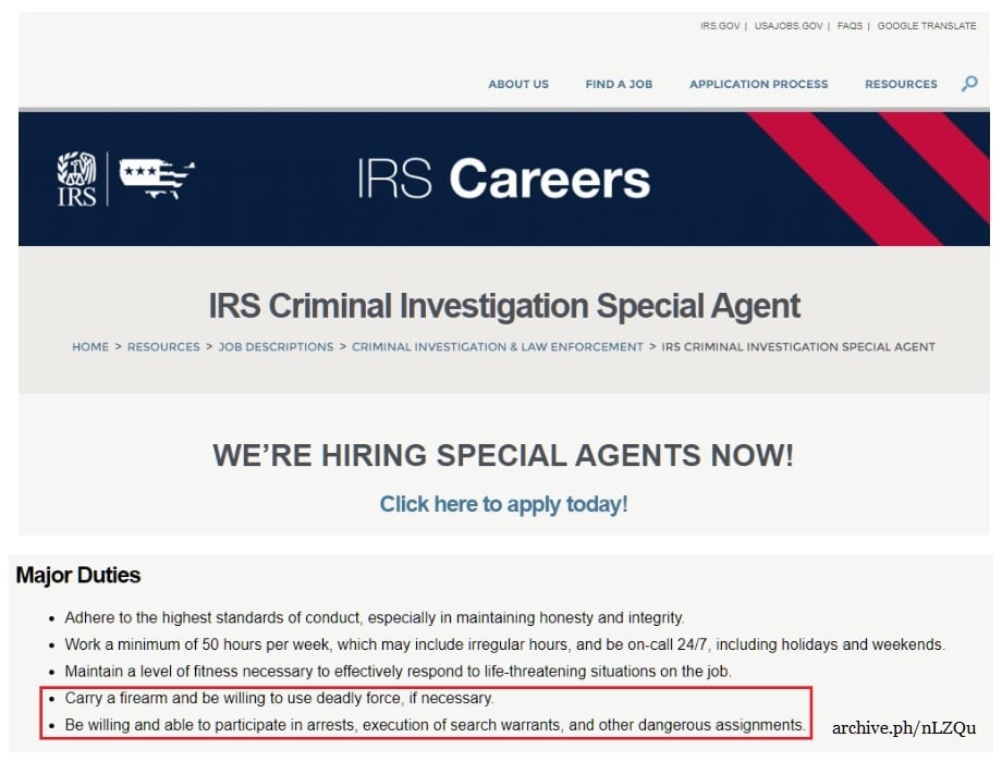 IRS - Career post - Deadly force - August 12 2022