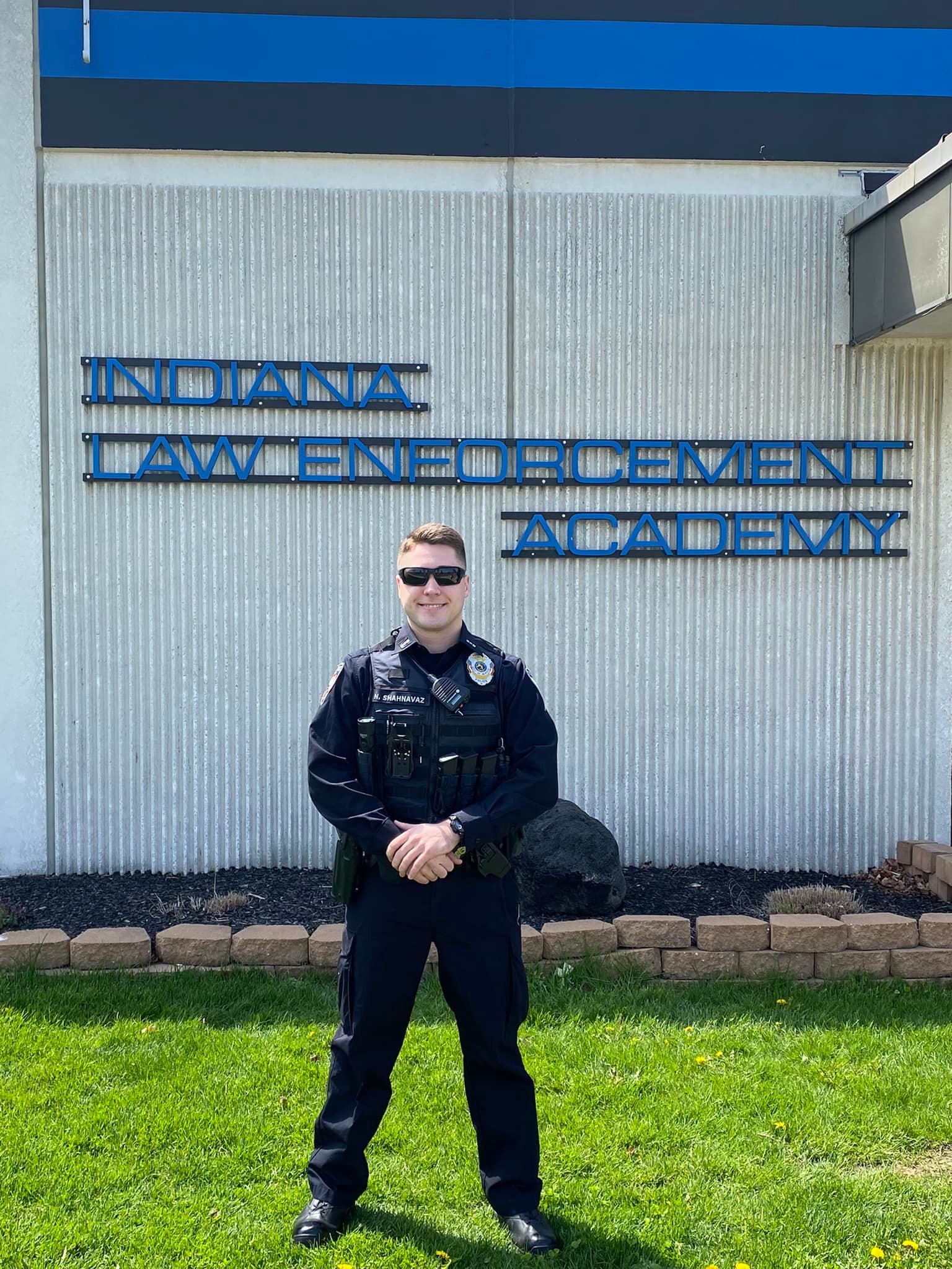 Slain Officer Noah Shahnavaz's April graduation from the Indiana Law Enforcement Academy (Photo from Elwood Police Department Facebook page)