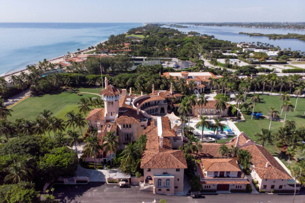 FILE PHOTO: An aerial view of former U.S. President Donald Trump's Mar-a-Lago home after Trump said that FBI agents raided it, in Palm Beach, Florida, U.S. August 15, 2022. REUTERS/Marco Bello/File Photo