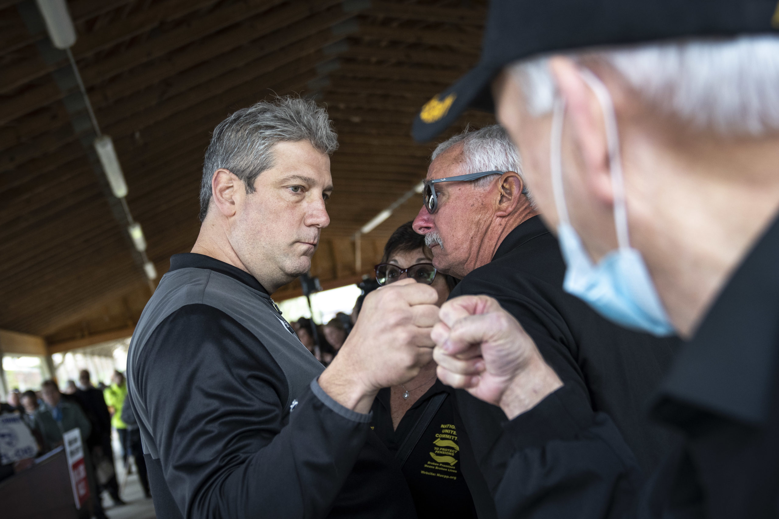 LORAIN , OH - MAY 2: U.S. Rep. Tim Ryan (D-OH), Democratic candidate for U.S. Senate in Ohio, greets supporters during a rally in support of the Bartlett Maritime project, a proposal to build a submarine service facility for the U.S. Navy, on May 2, 2022 in Lorain, Ohio. The rally was organized by the Ohio AFL-CIO, Ohio State Building and Construction Trades Council and the Bartlett Marine Corporation. According to organizers, the proposal would create thousands of jobs for the region. (Photo by Drew Angerer/Getty Images)