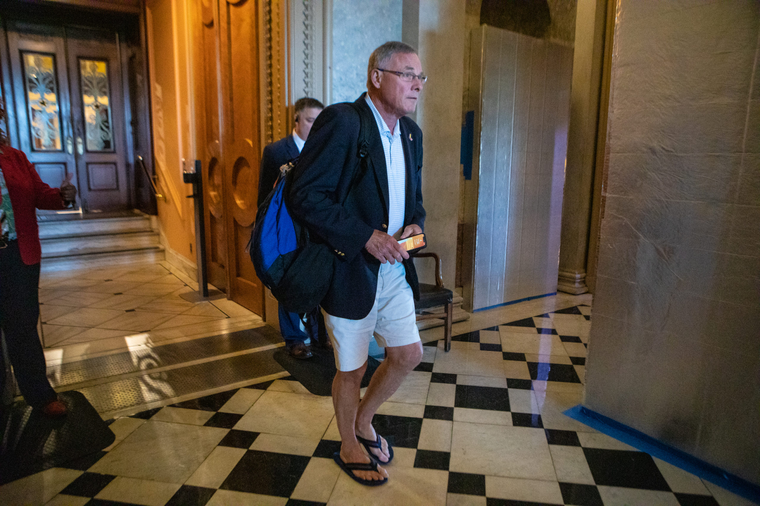 WASHINGTON, DC - AUGUST 6: Sen. Richard Burr (R-N.C.) departs the Senate floor following a vote on Capitol Hill on August 6, 2022 in Washington, DC. The U.S. Senate plans to work through the weekend to vote on amendments to the Inflation Reduction Act, expected to conclude on Sunday, August 7, 2022. (Photo by Anna Rose Layden/Getty Images)