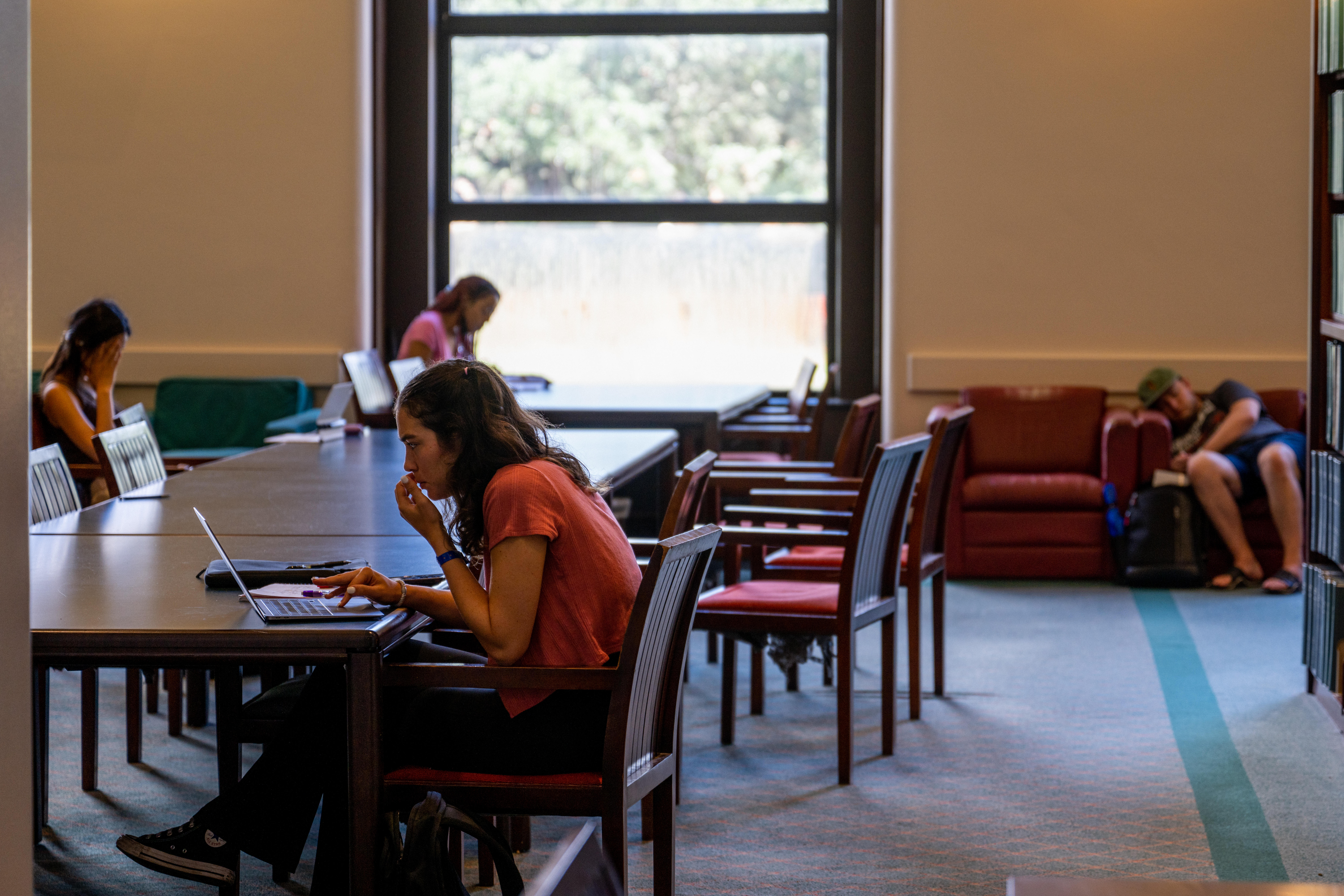 Students study in the Rice University Library on August 29, 2022 in Houston, Texas. U.S. President Joe Biden has announced a three-part plan that will forgive hundreds of billions of dollars in federal student loan debt. Since announced, the plan has sparked controversy as critics have begun questioning its fairness, and addressing concerns over its impact on inflation. (Photo by Brandon Bell/Getty Images)
